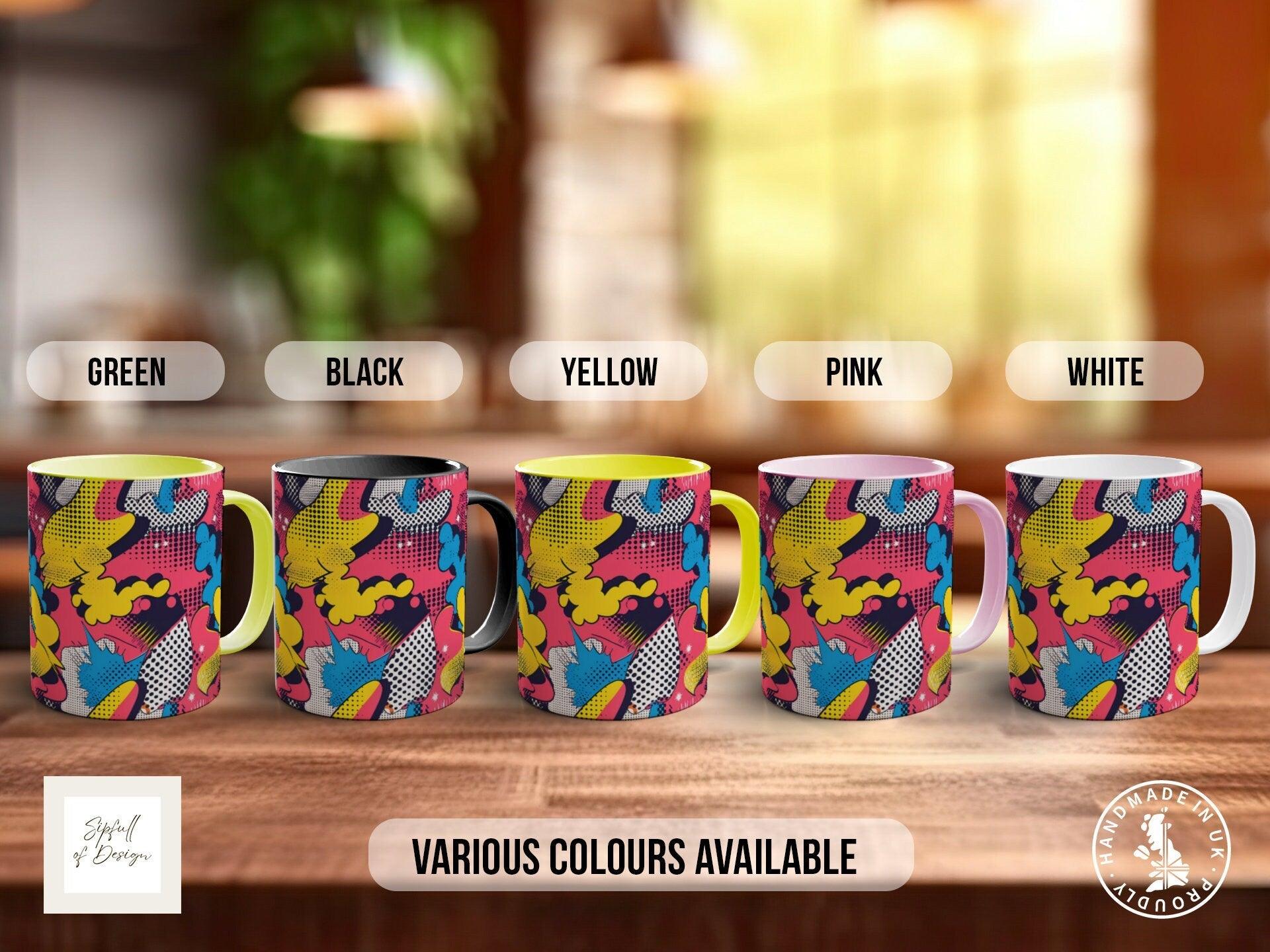 Abstract Comic Pop Pattern Full Wrap Coloured Art Mug - Design 6 - Sipfull of Design