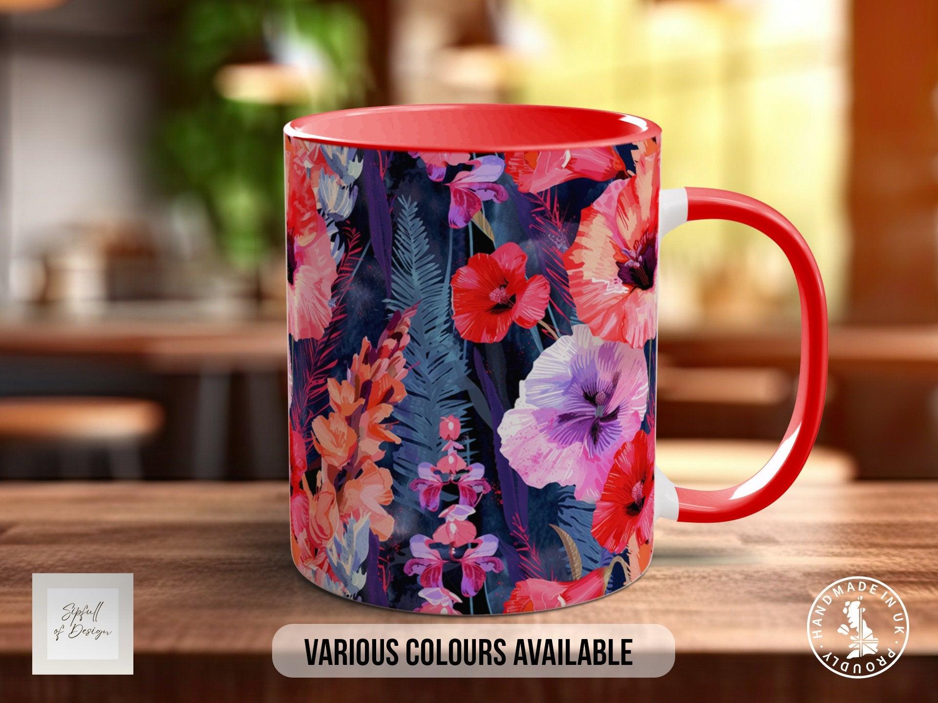 Birth Month Flowers Mug - August Gladiolus and Poppy - - Sipfull of Design