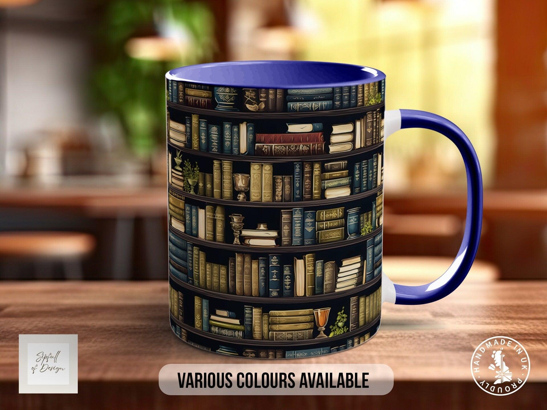 Book Shelf Pattern Full Wrap Coloured Art Mug - Design 3 - Sipfull of Design