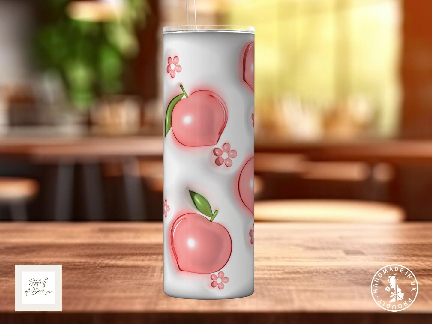 Puffy Print Peaches 20oz Insulated Tumbler With lid and straw! - Sipfull of Design