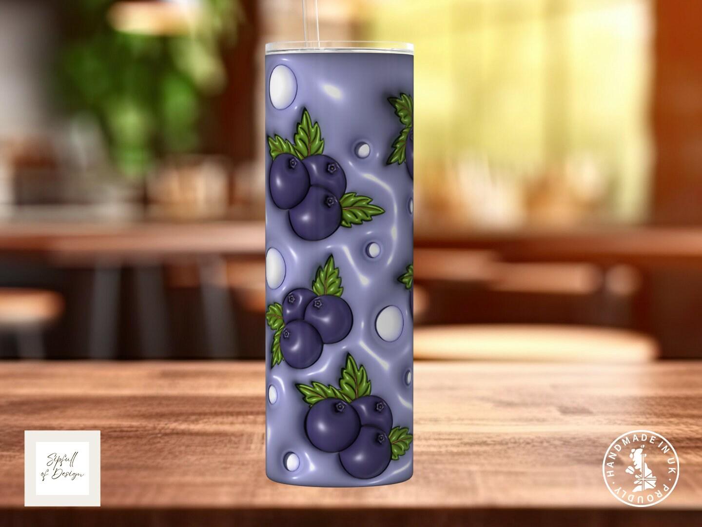 Puffy Print Blueberries 20oz Insulated Tumbler With lid and straw! - Sipfull of Design