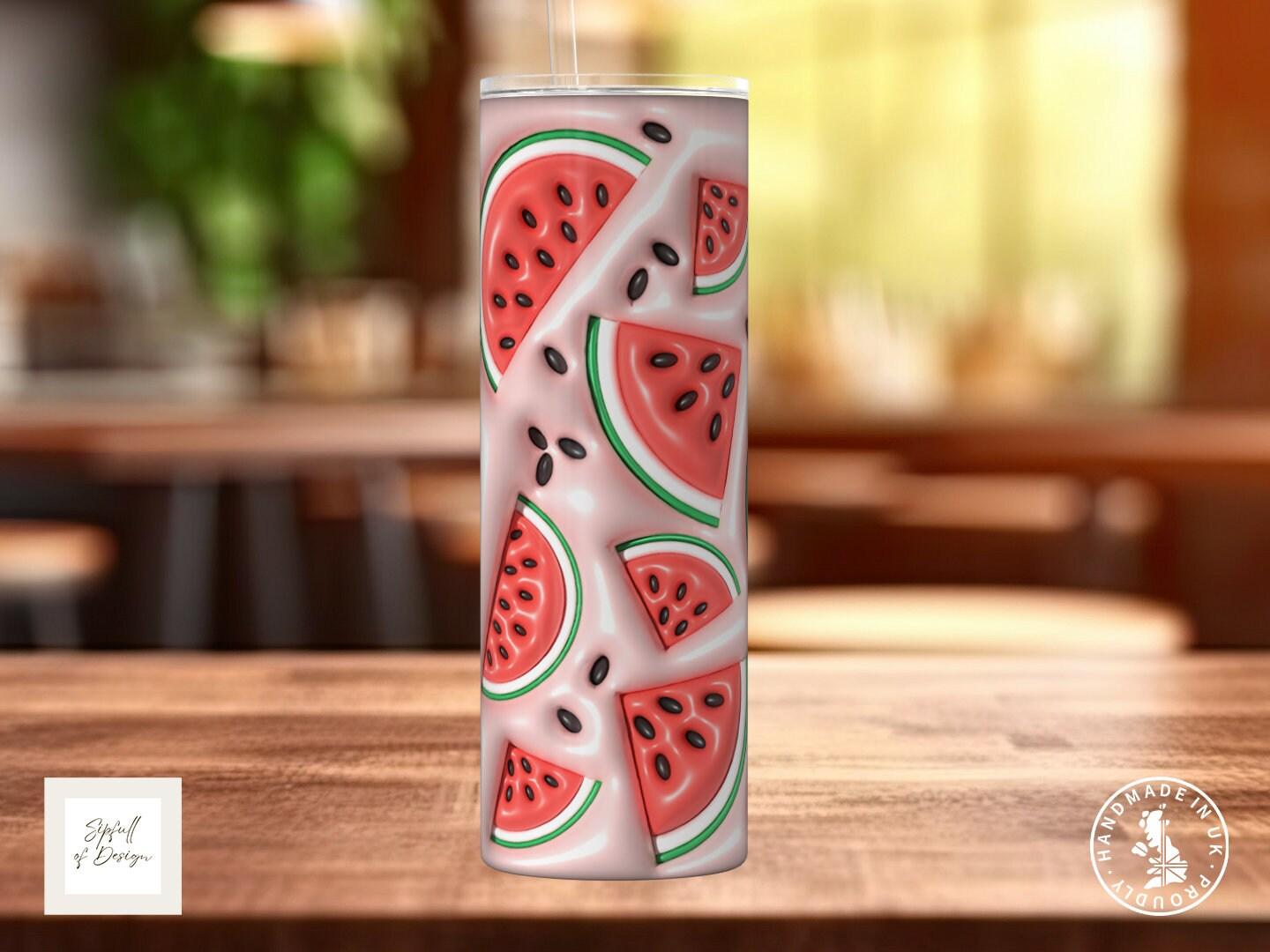 Puffy Print Watermelon 20oz Insulated Tumbler With lid and straw! - Sipfull of Design