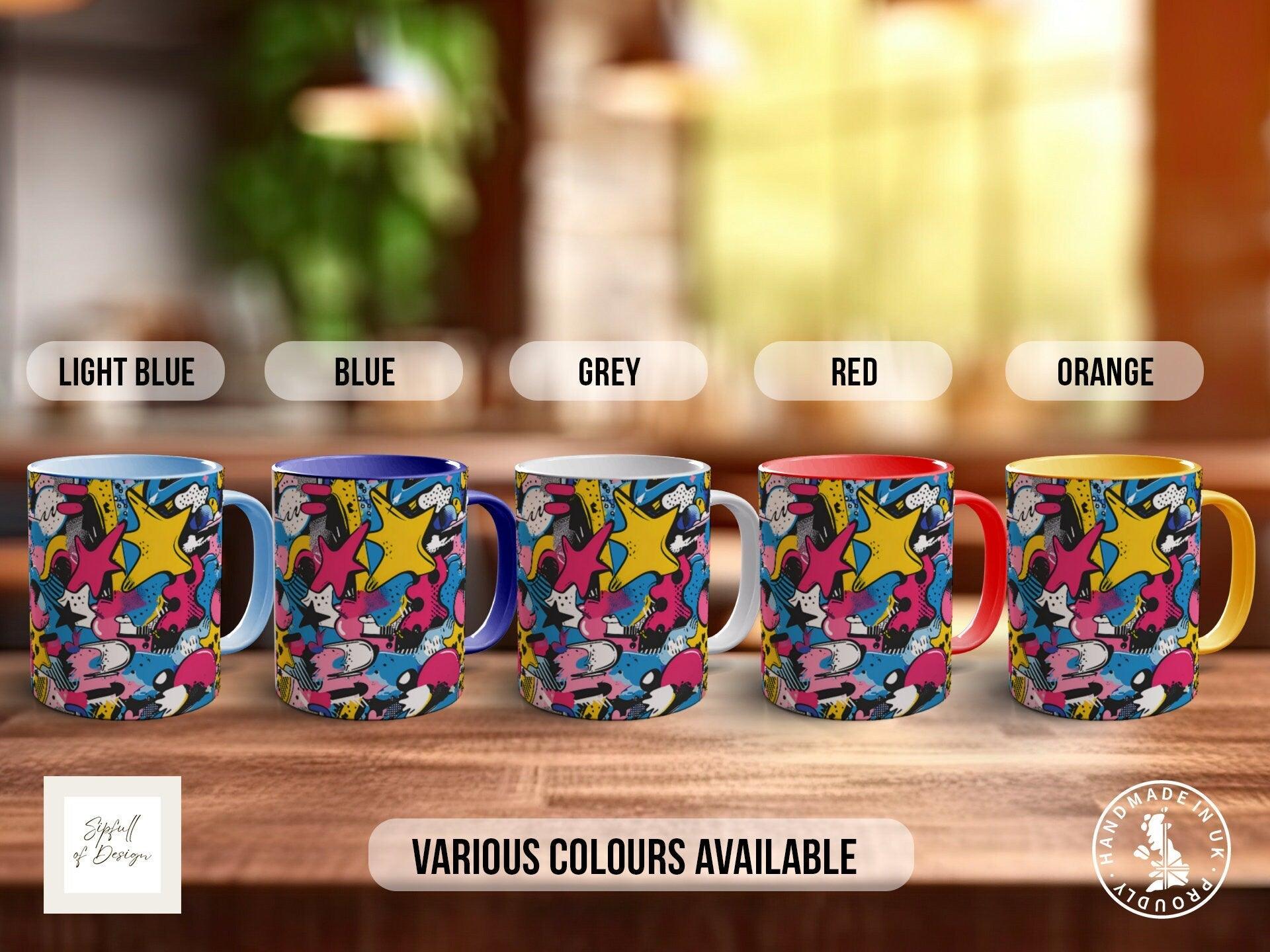 Abstract Comic Pop Pattern Full Wrap Coloured Art Mug - Design 10 - Sipfull of Design
