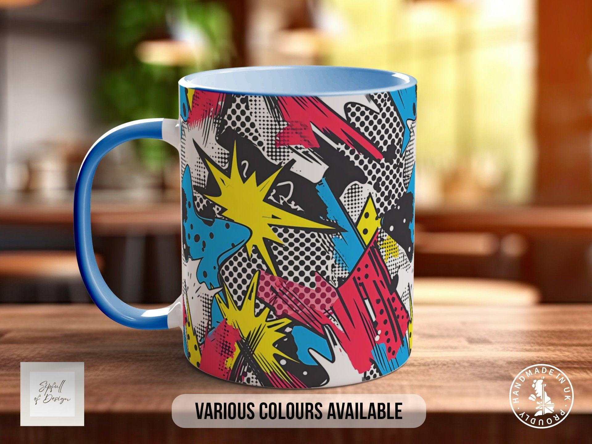 Abstract Comic Pop Pattern Full Wrap Coloured Art Mug - Design 11 - Sipfull of Design