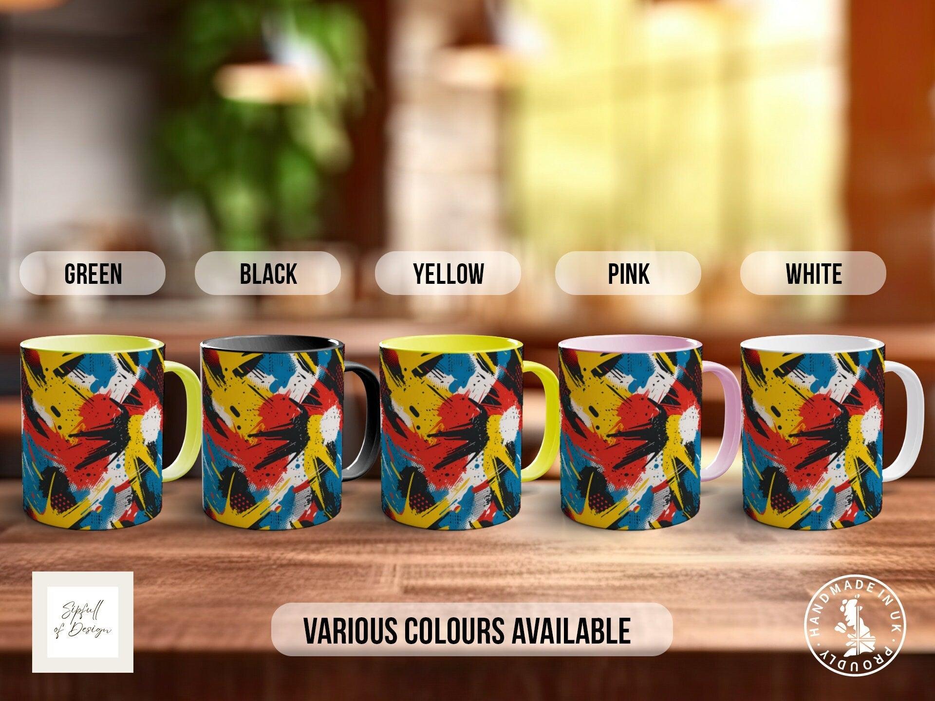 Abstract Comic Pop Pattern Full Wrap Coloured Art Mug - Design 12 - Sipfull of Design