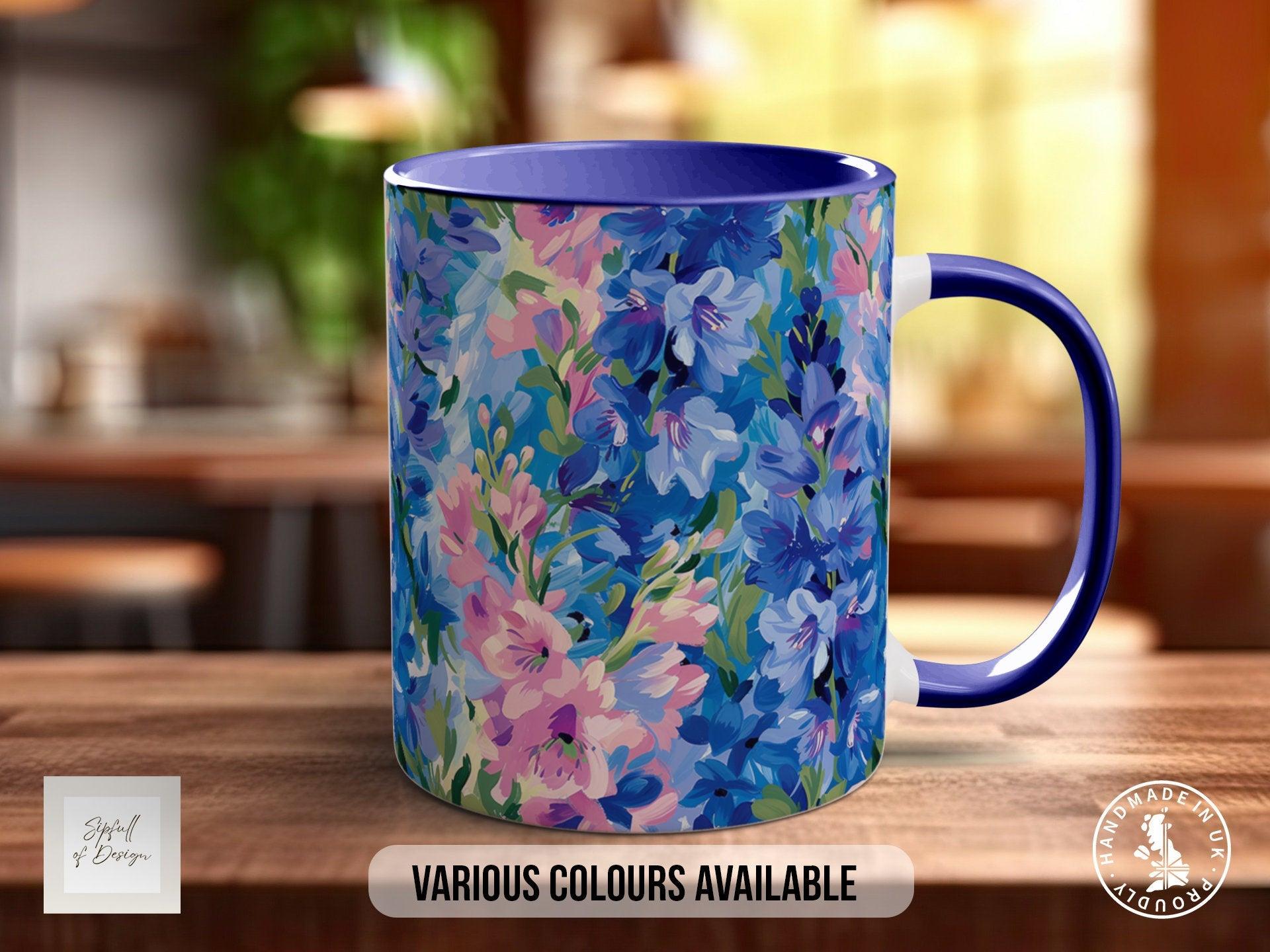 Birth Month Flowers Mug - July Larkspur and Water Lily - - Sipfull of Design