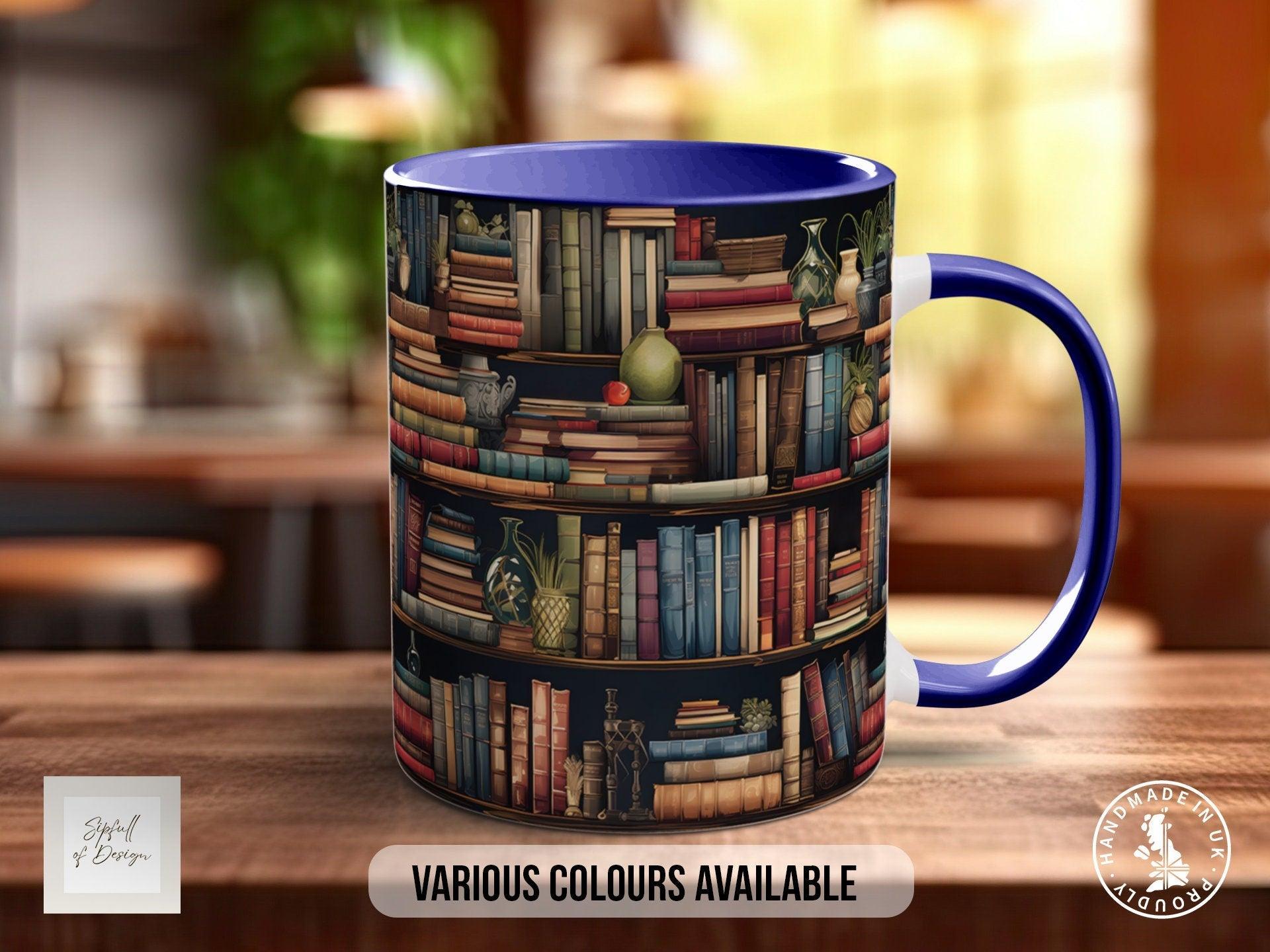 Book Shelf Pattern Full Wrap Coloured Art Mug - Design 4 - Sipfull of Design