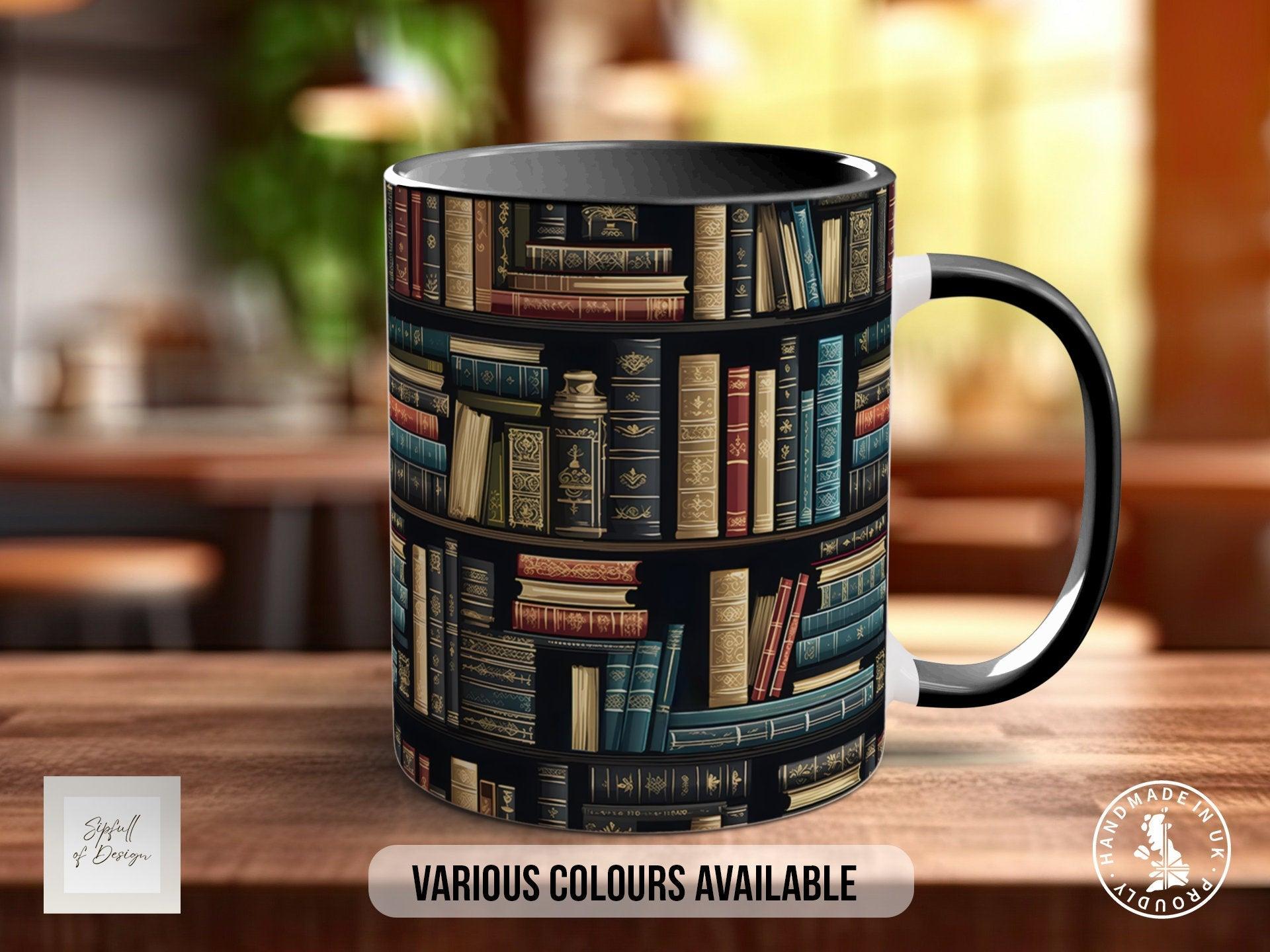 Book Shelf Pattern Full Wrap Coloured Art Mug - Design 1 - Sipfull of Design