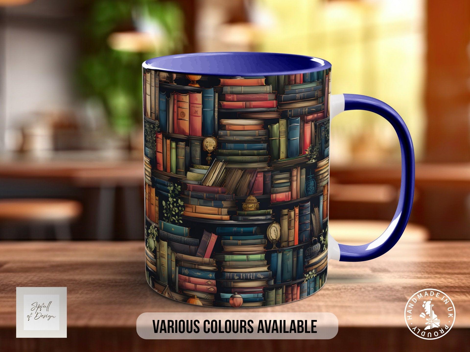 Book Shelf Pattern Full Wrap Coloured Art Mug - Design 10 - Sipfull of Design
