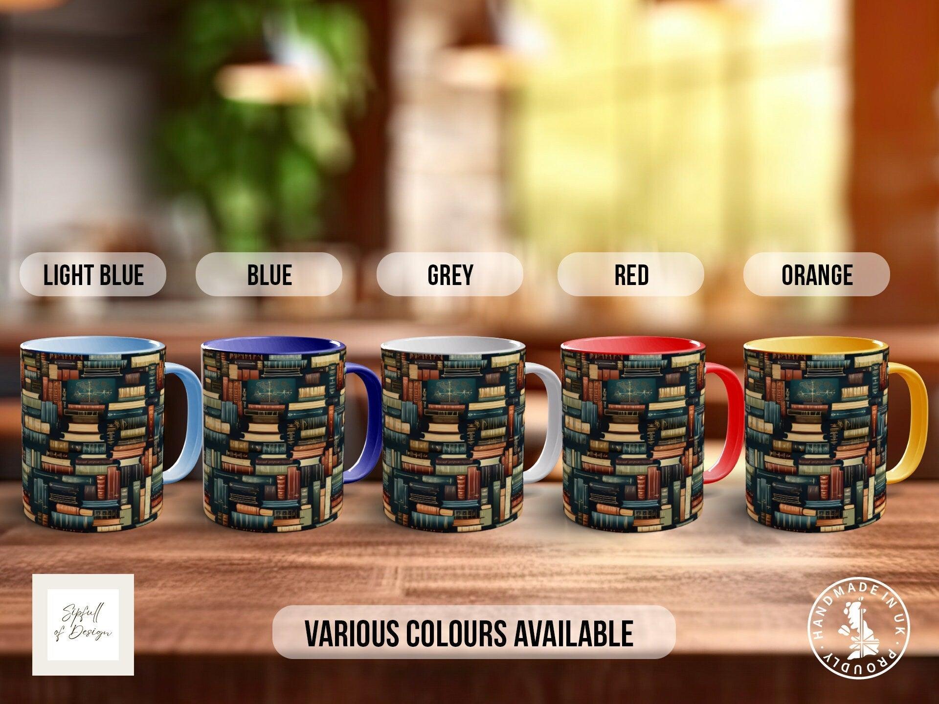 Book Shelf Pattern Full Wrap Coloured Art Mug - Design 11 - Sipfull of Design