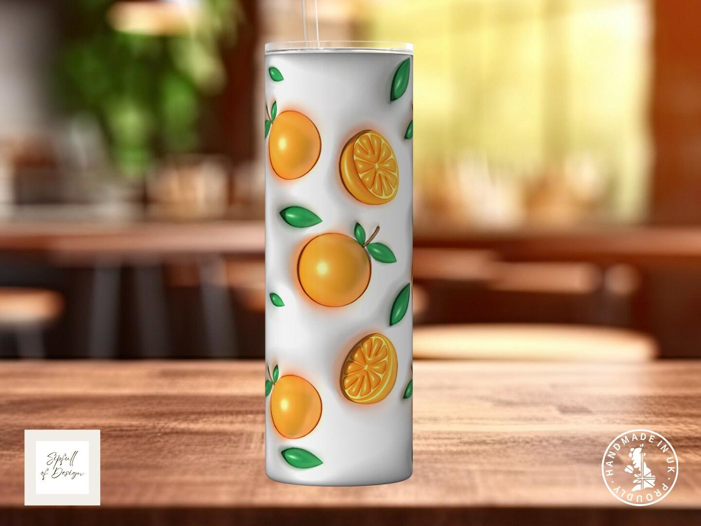 Puffy Print Oranges 20oz Insulated Tumbler With lid and straw! - Sipfull of Design