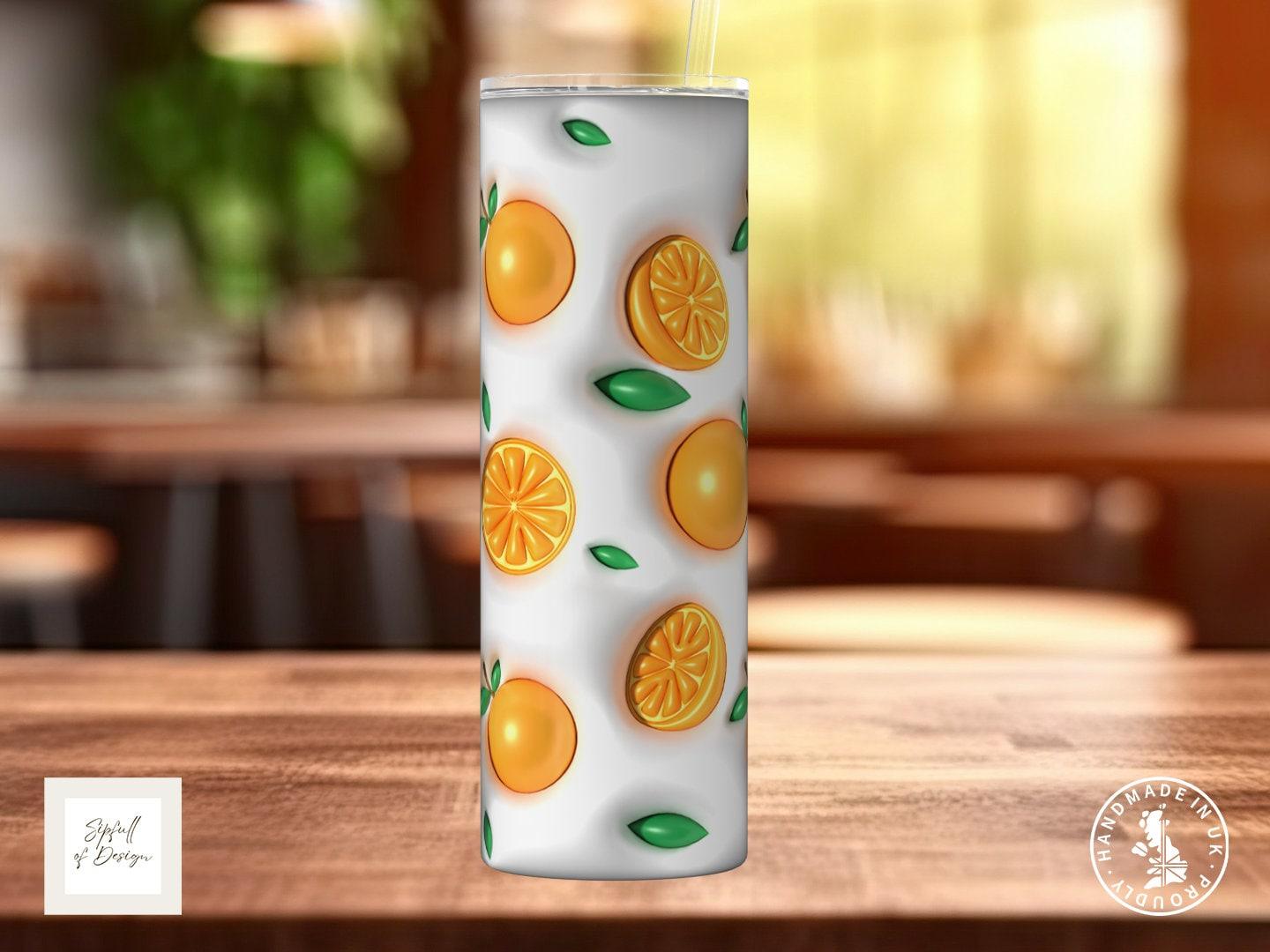 Puffy Print Oranges 20oz Insulated Tumbler With lid and straw! - Sipfull of Design