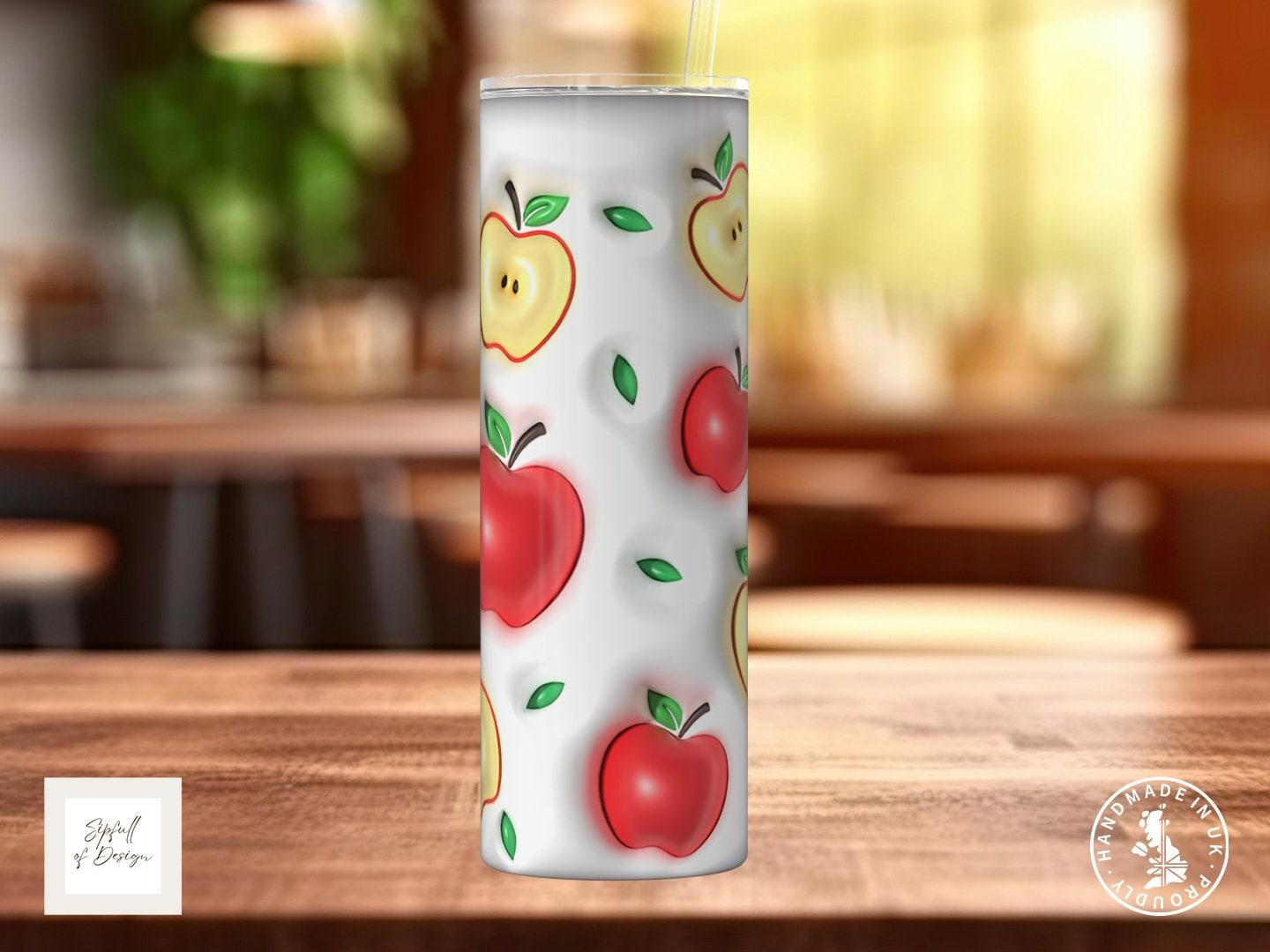 Puffy Print Apples 20oz Insulated Tumbler With lid and straw! - Sipfull of Design