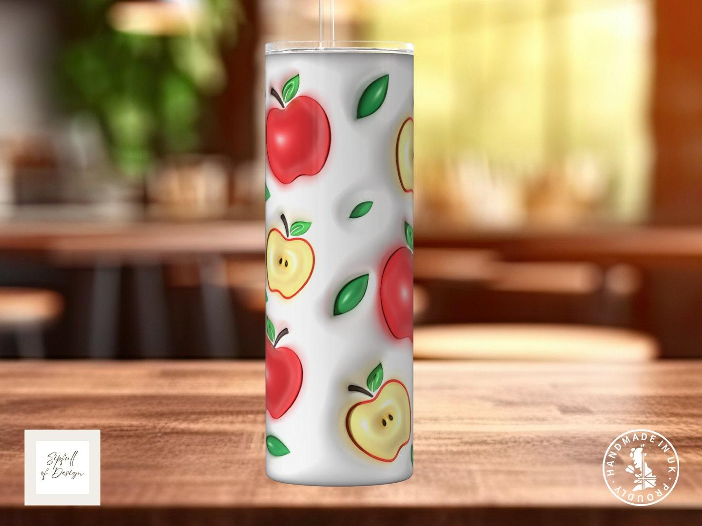 Puffy Print Apples 20oz Insulated Tumbler With lid and straw! - Sipfull of Design