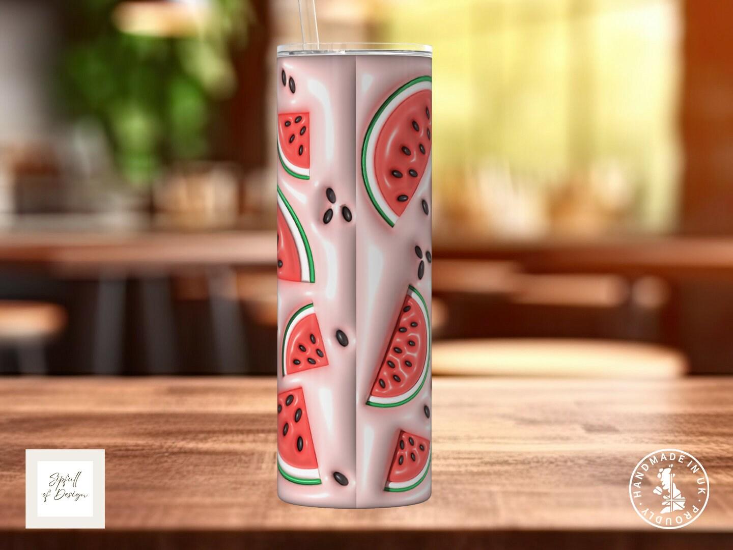 Puffy Print Watermelon 20oz Insulated Tumbler With lid and straw! - Sipfull of Design