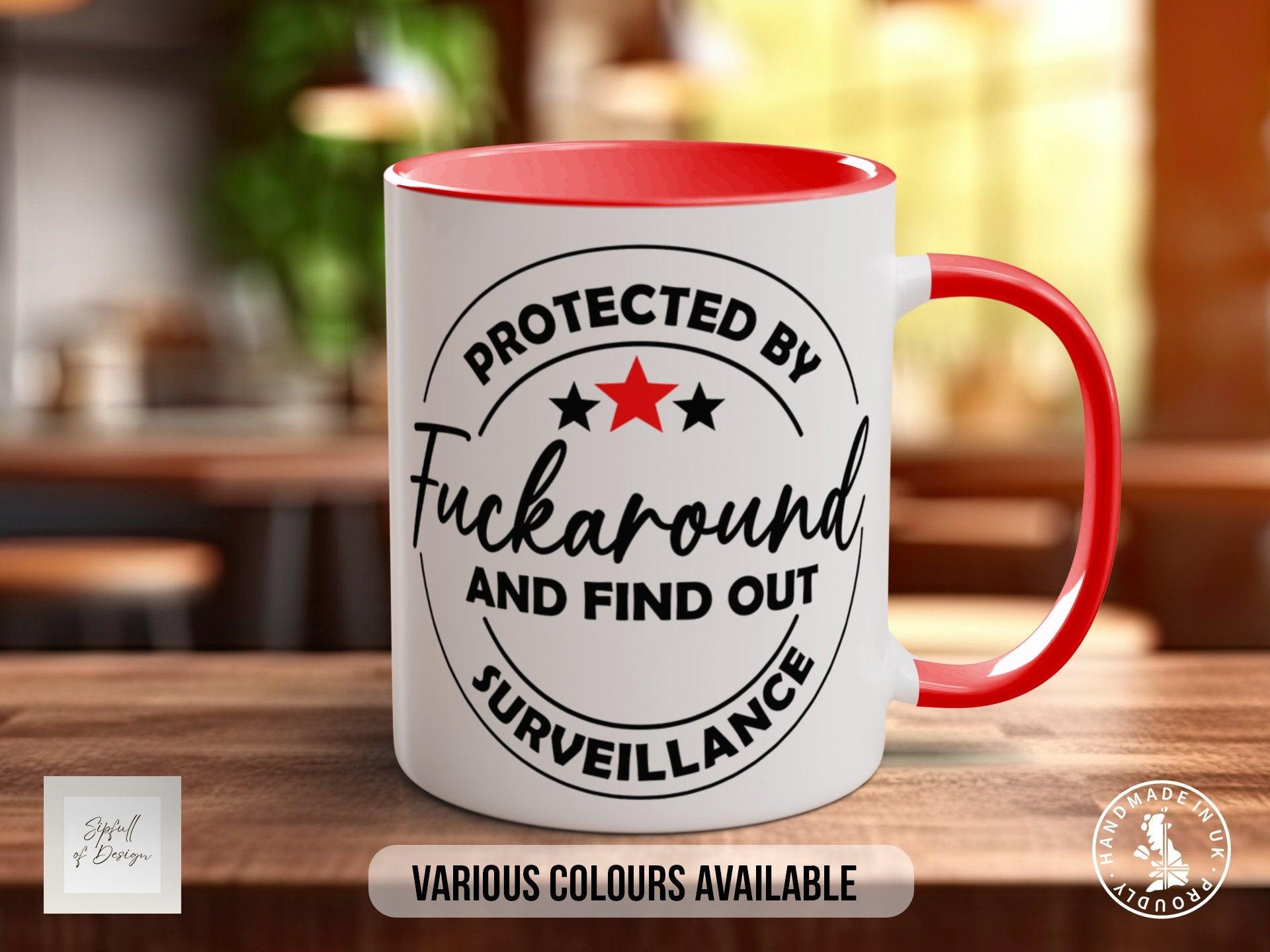 Protected by Fuckaround And Find Out Surveillance Mug - Sipfull of Design