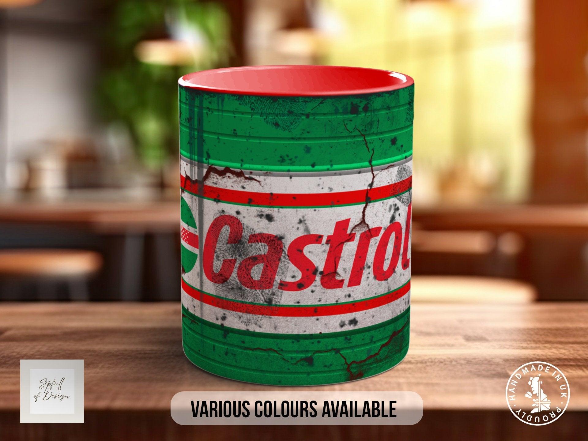 Castrol Oil Mugs Grungy - Multiple Colour Options Version 5 - Sipfull of Design