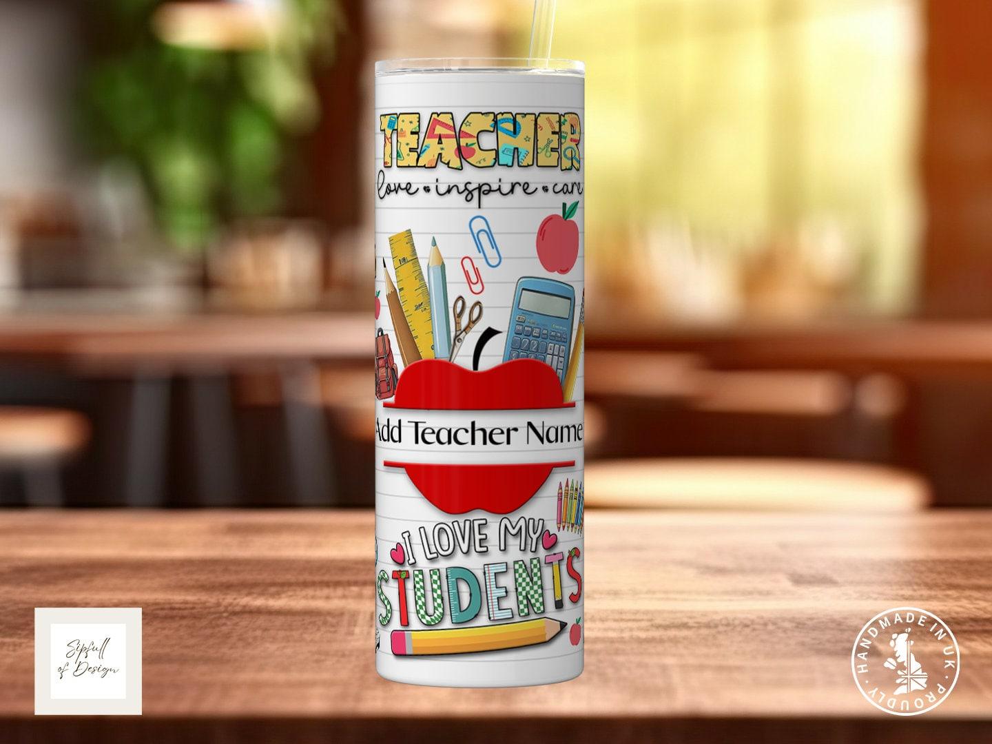 Personalised Teacher 20oz Insulated Tumbler With lid and straw! - Sipfull of Design