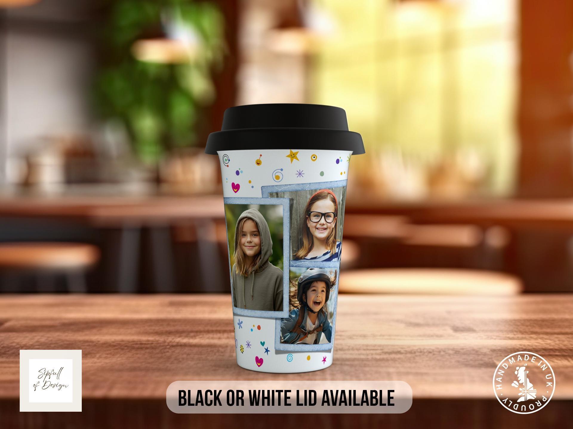 Personalised Best Daddy Ever PhotoTravel Mug - a double insulated Personalised Best Daddy Ever Photo Mug - Black or White Lid - Sipfull of Design