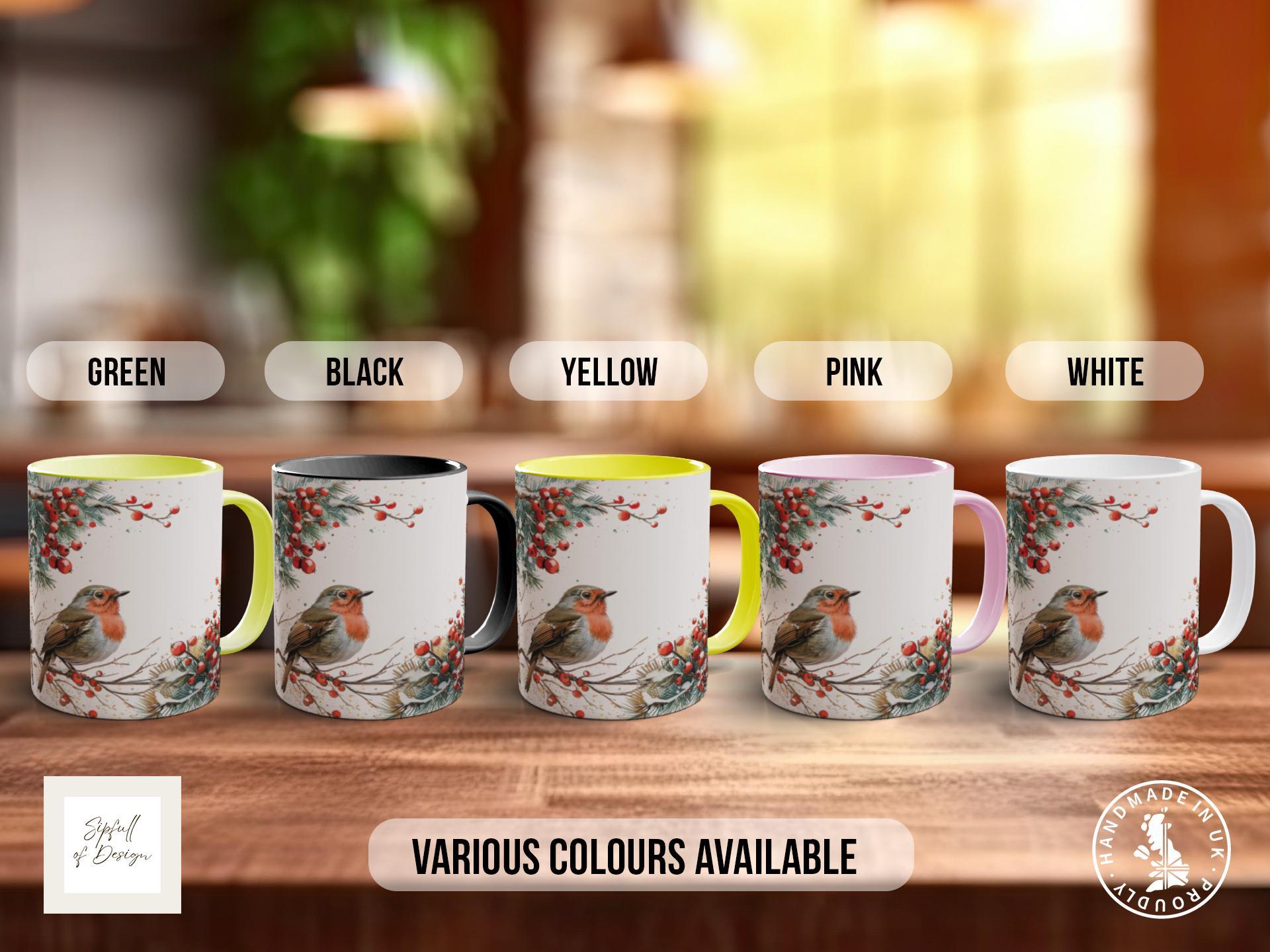 Christmas Garland Robins Mug Design 1 - Sipfull of Design