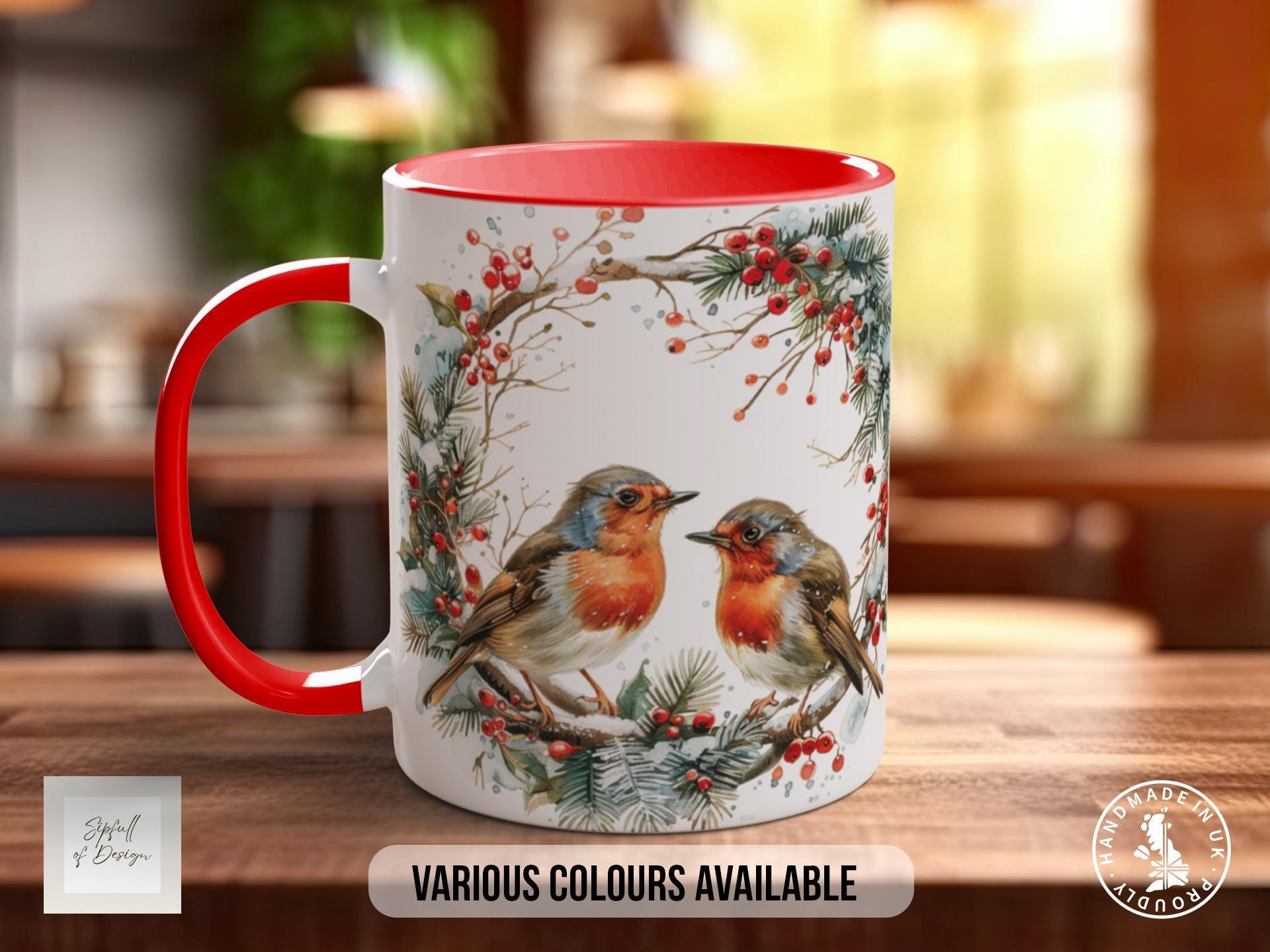 Christmas Garland Robins Mug Design 2 - Sipfull of Design