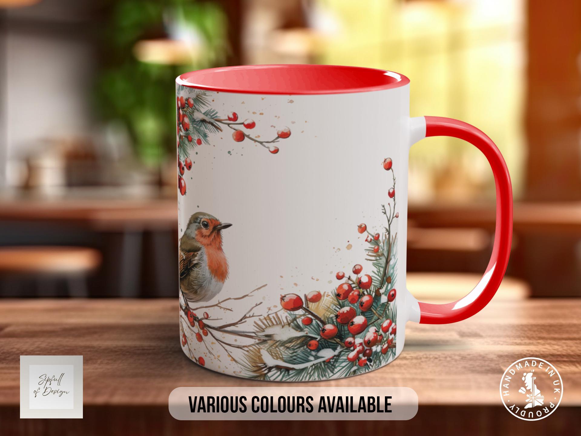 Christmas Garland Robins Mug Design 1 - Sipfull of Design