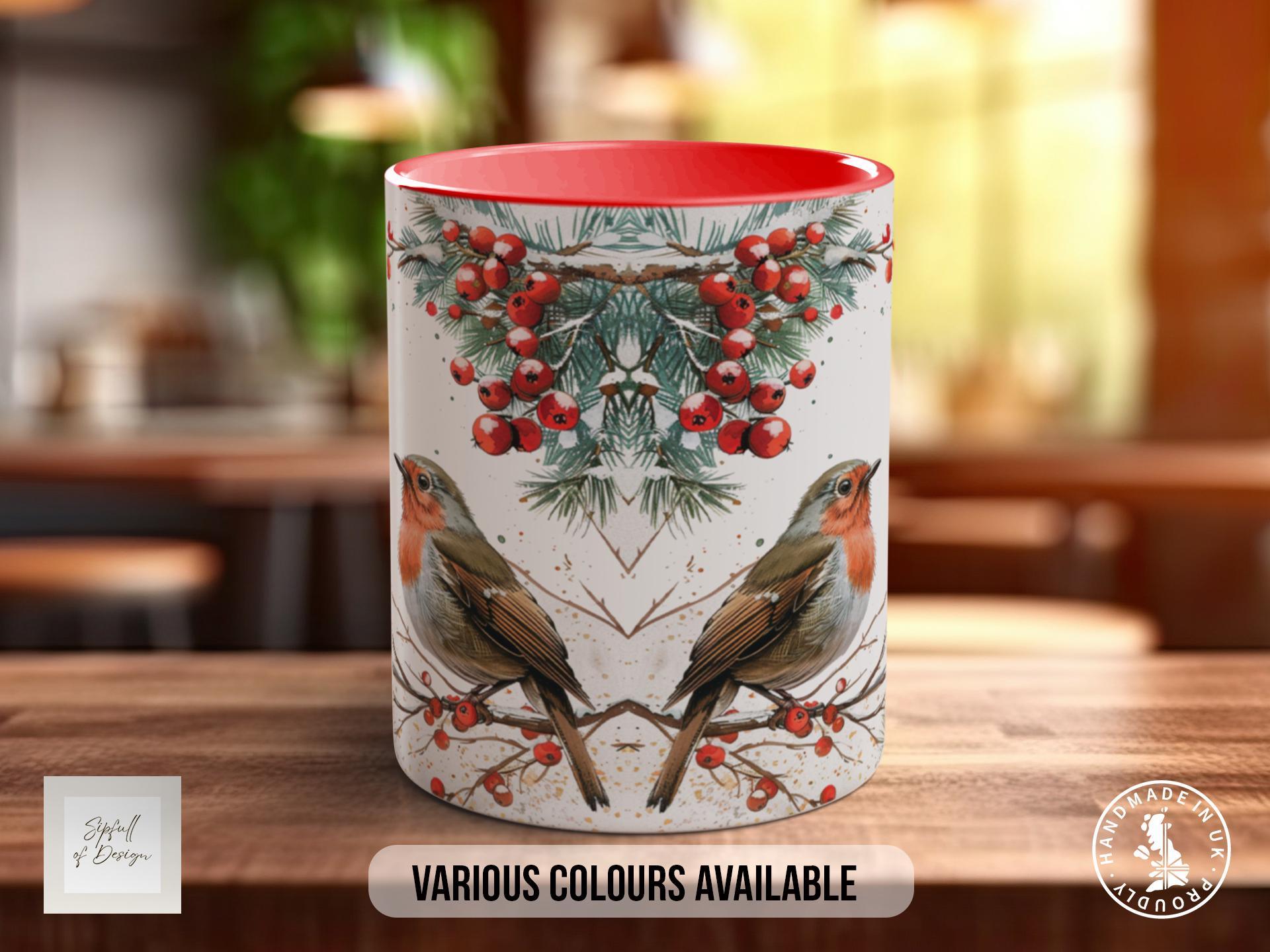 Christmas Garland Robins Mug Design 1 - Sipfull of Design
