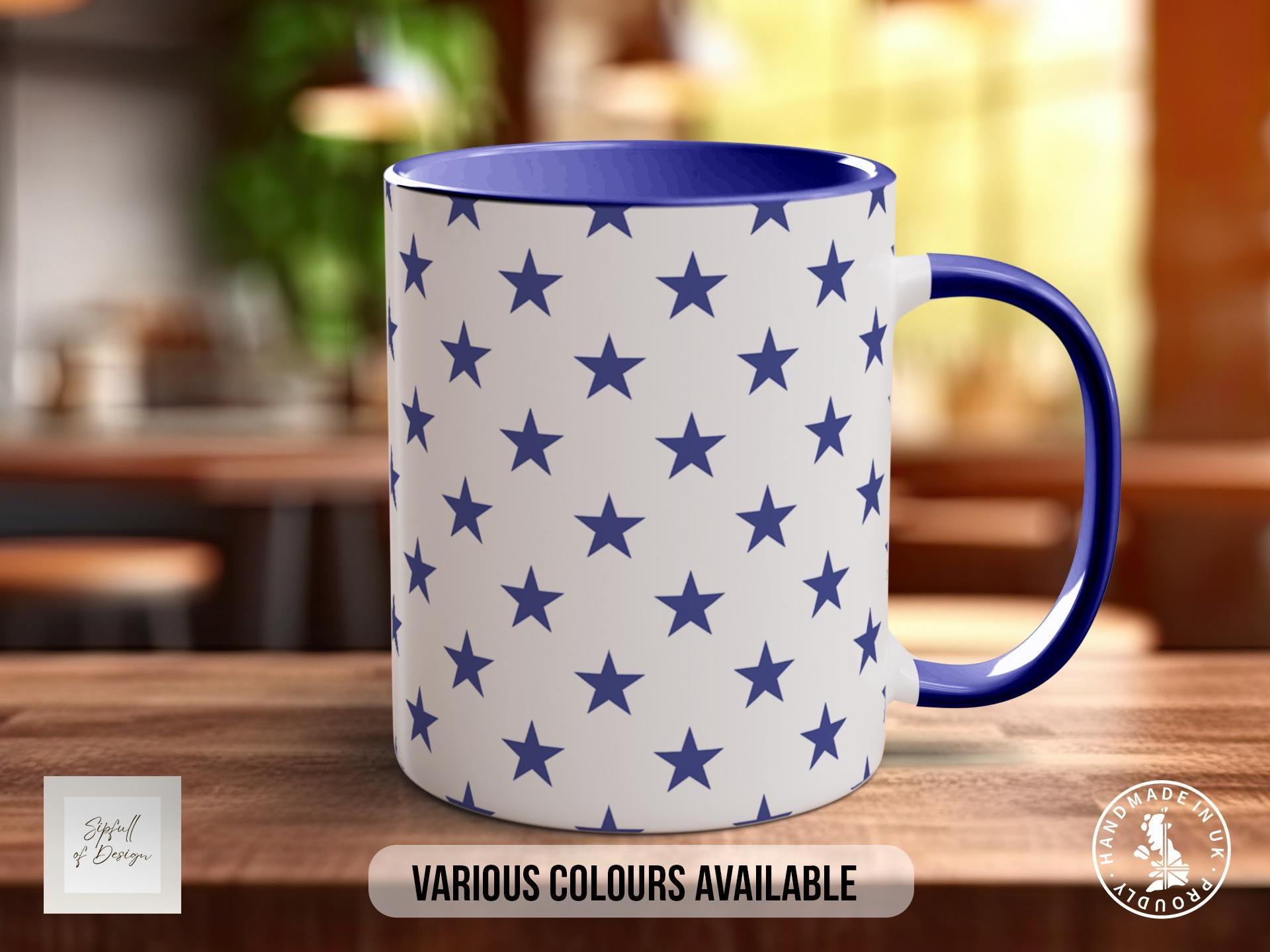 Blue Stars Pattern Full Wrap Coloured Art Mug - Design 6 - Sipfull of Design