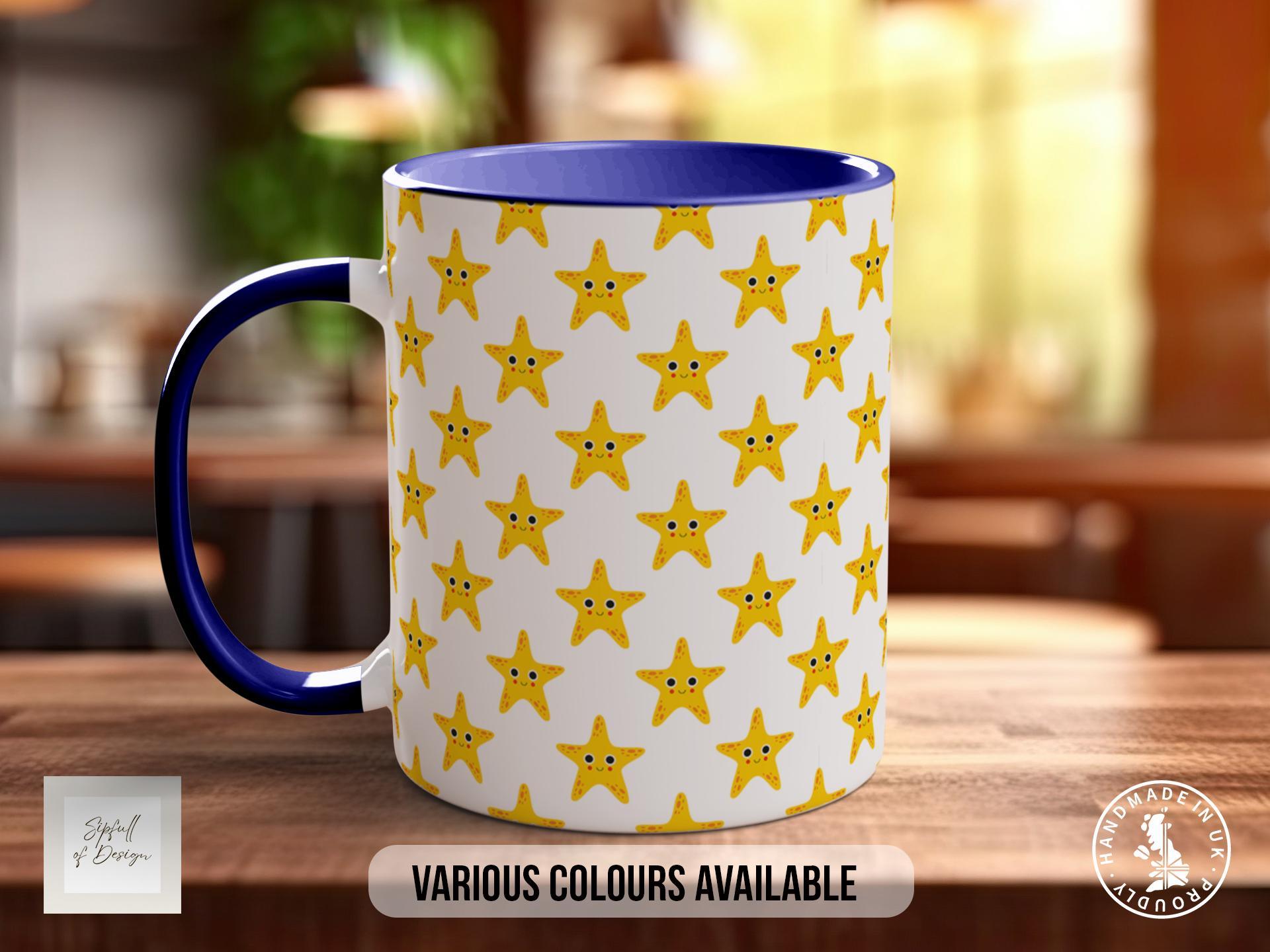 Yellow Sea Star Pattern Full Wrap Coloured Art Mug - Design 14 - Sipfull of Design