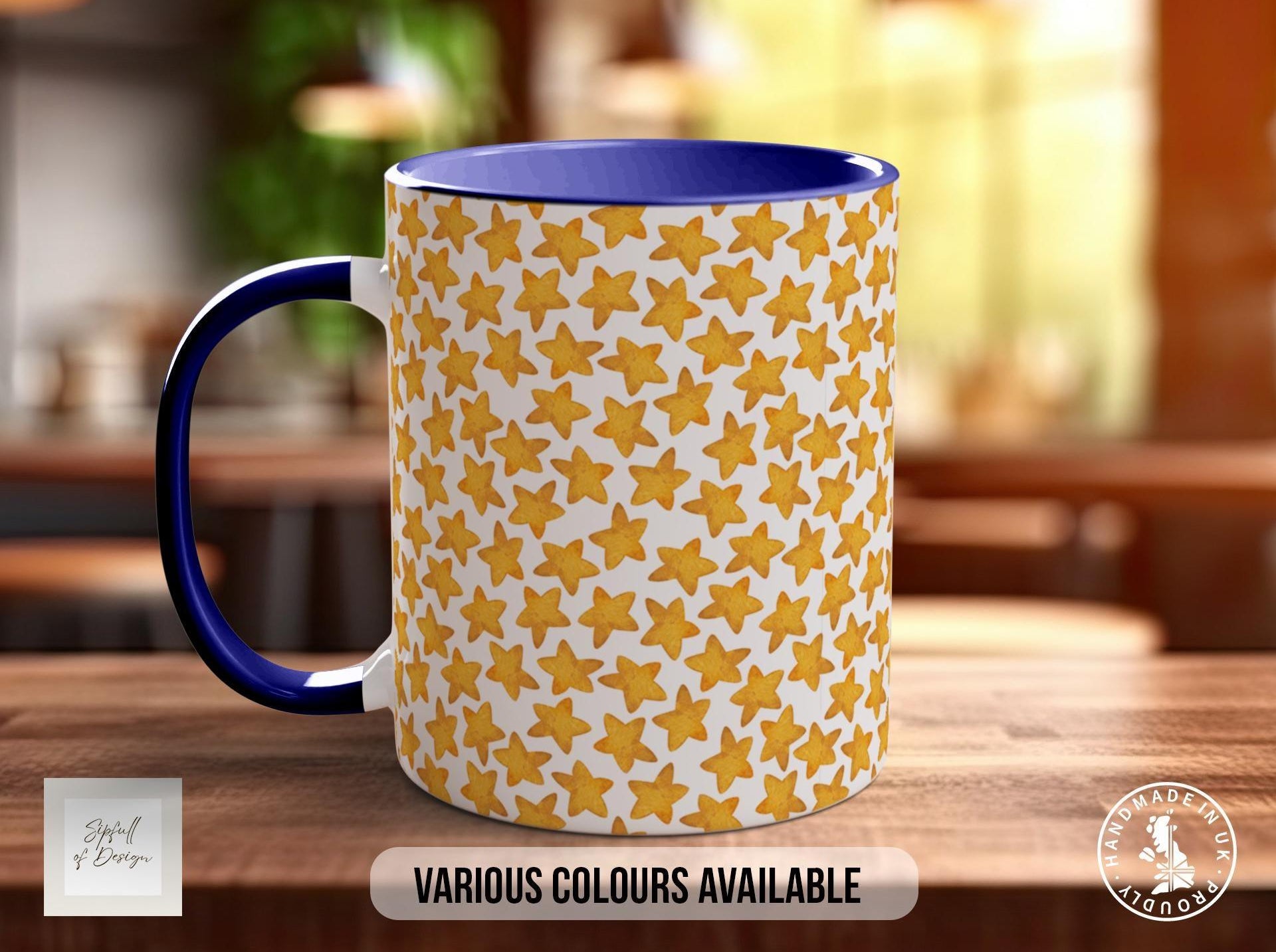 Watercolour Star Pattern Full Wrap Coloured Art Mug - Design 16 - Sipfull of Design