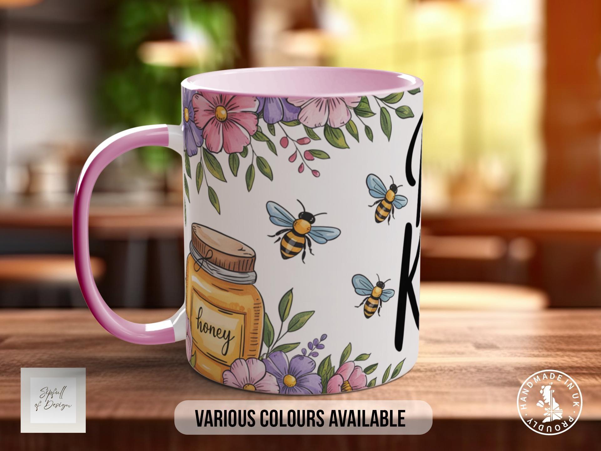 Bee Kind Mug – Cute Bee and Floral Mug with Honey Jar – Uplifting Gift for Bee Lovers – Spring Coffee Cup – Sipfull of Design - Sipfull of Design