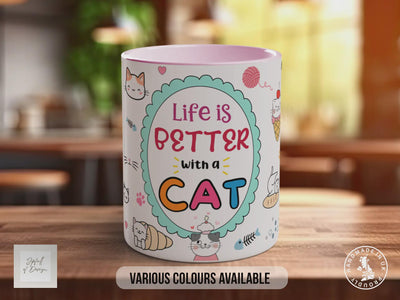Life is Better with a Cat Mug – Cute Cat Lover Coffee Cup Gift