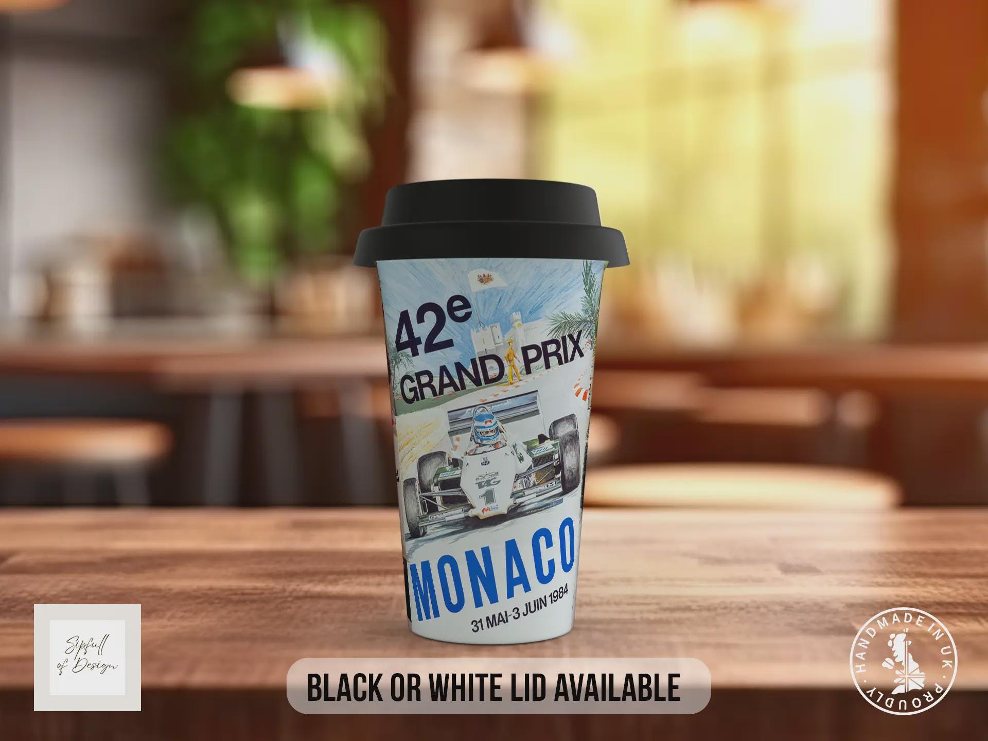 Monaco 70’s Grand Prix Travel Mug – Retro F1 Racing Insulated Cup