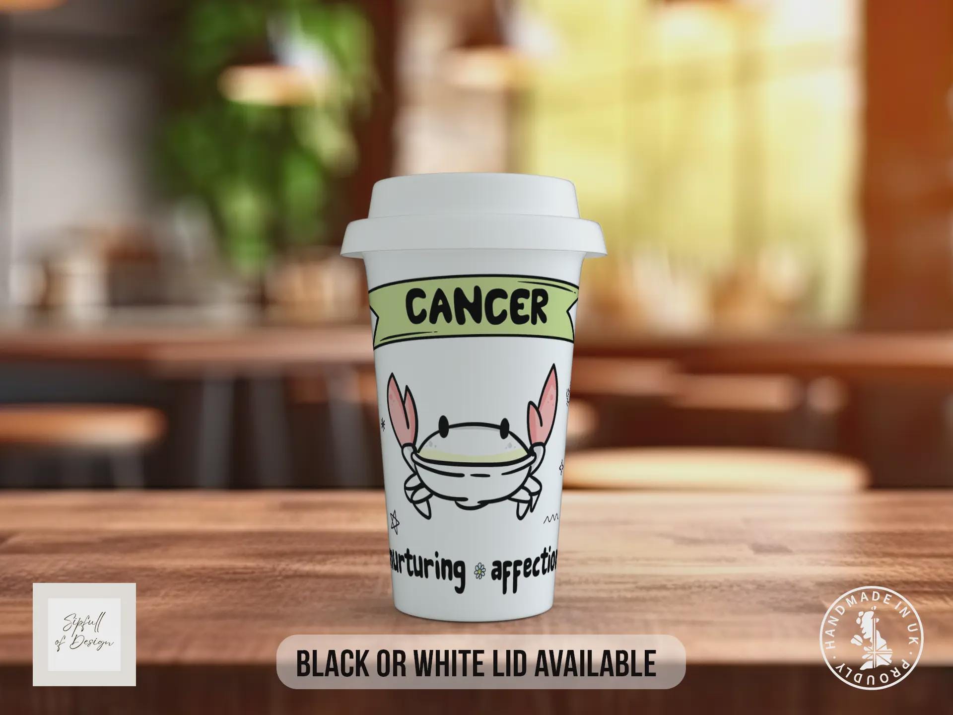 Cancer Travel Mug – Zodiac Star Sign Insulated Coffee Cup Gift