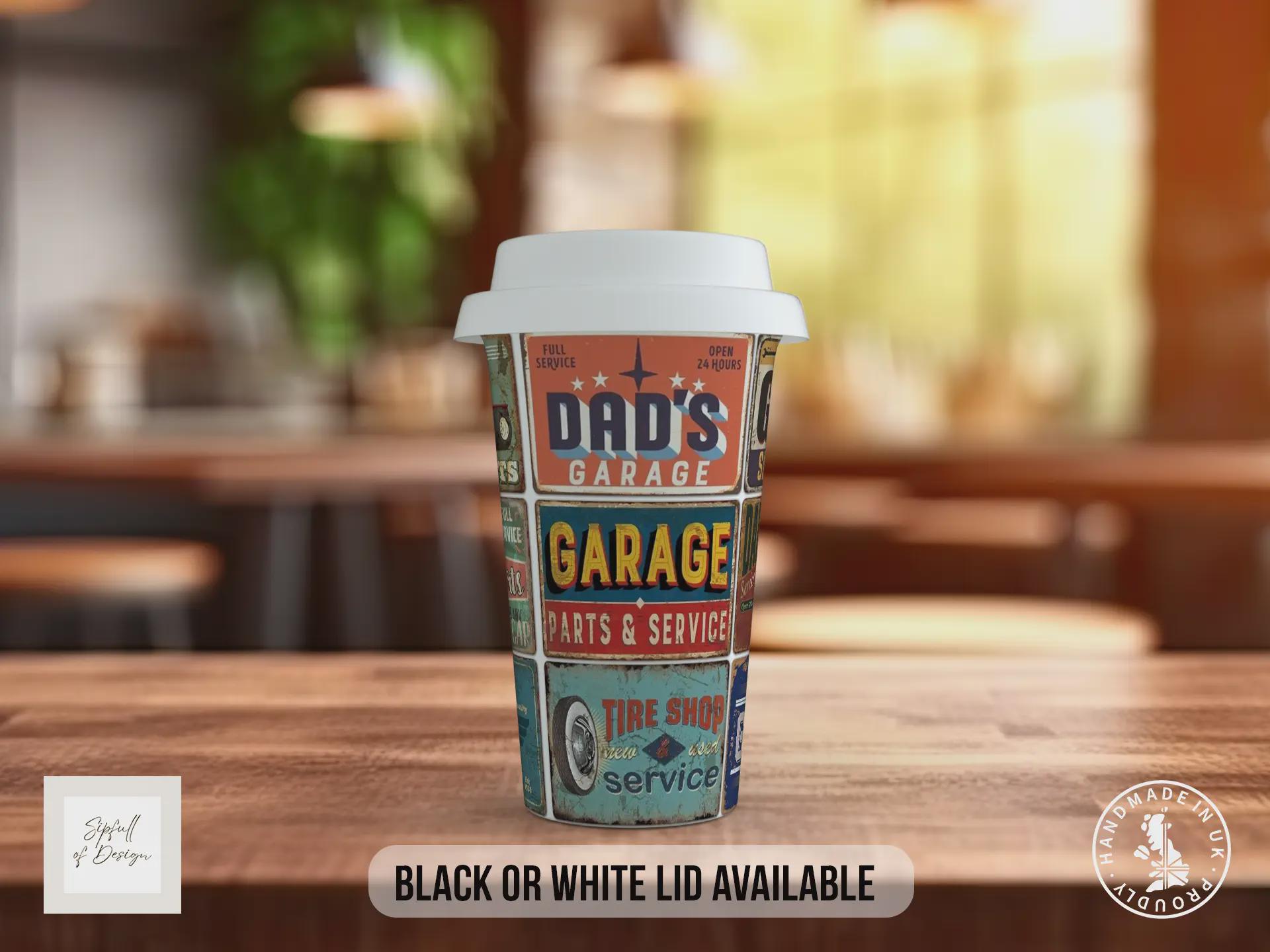 Dad Mechanic Garage Travel Mug – Retro Workshop Insulated Cup Gift