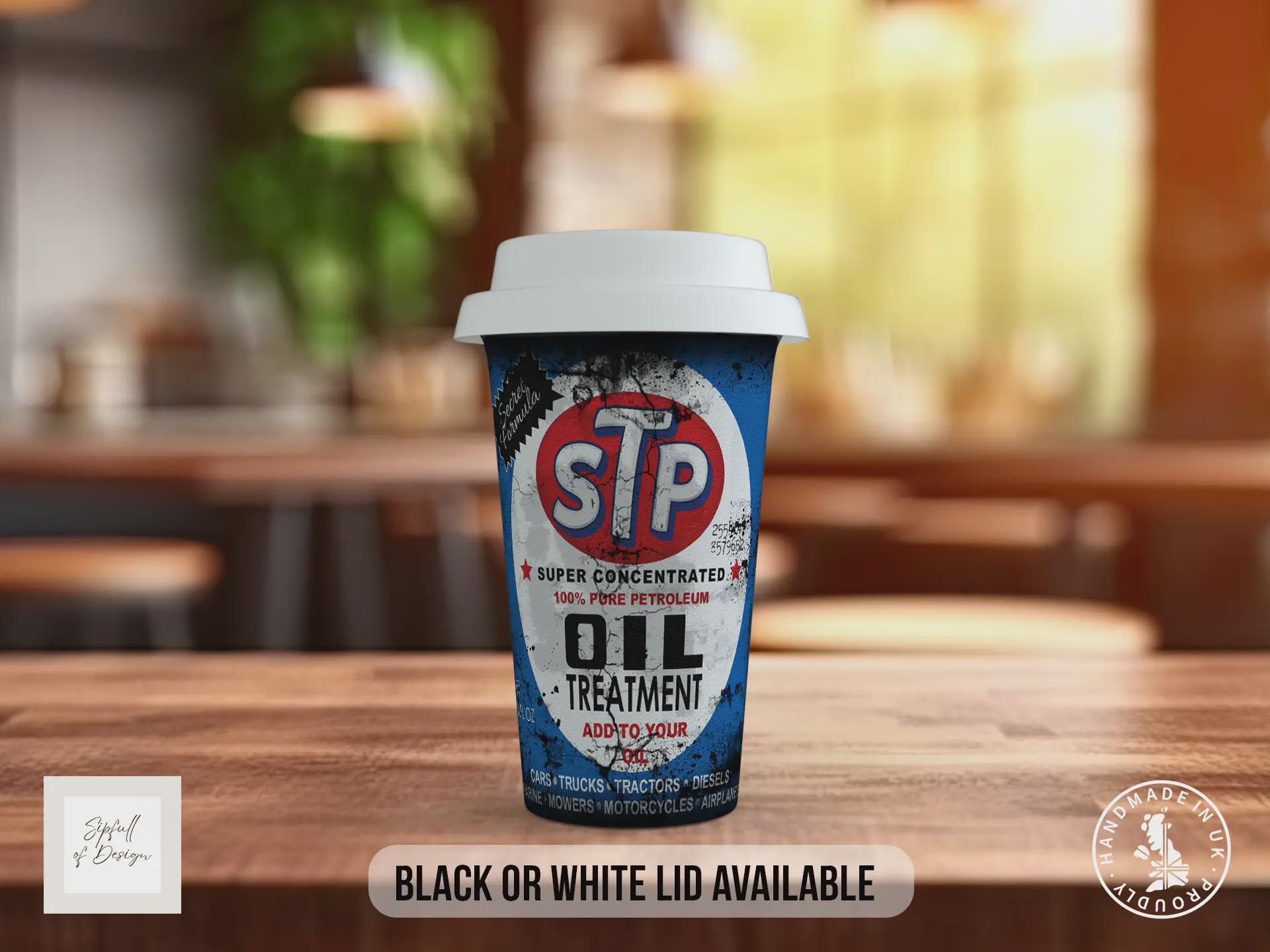STP Oil Treatment Travel Mug – Retro Motoring Insulated Coffee Cup