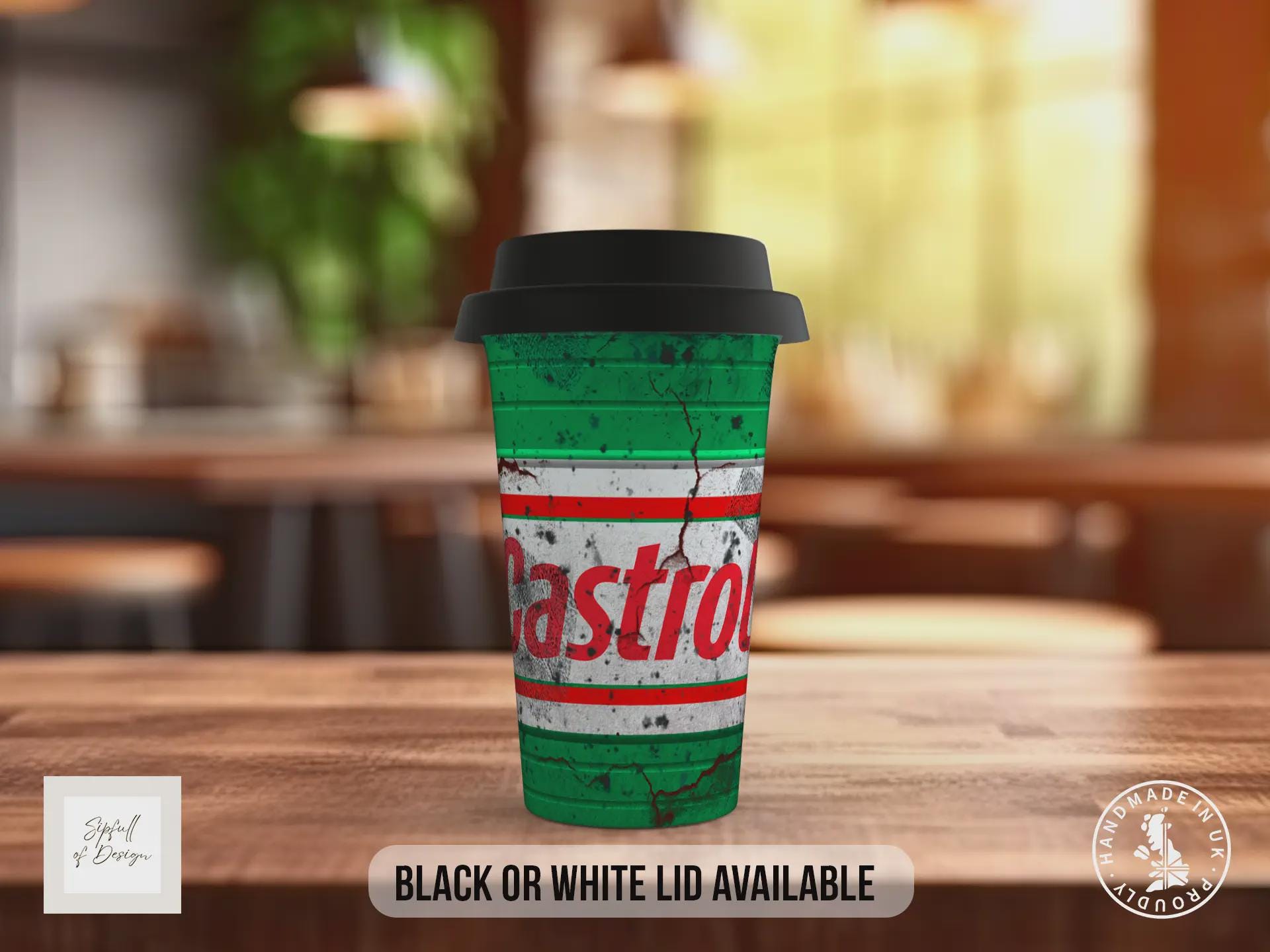 Castrol Motor Oil Travel Mug – Retro Petrolhead Insulated Coffee Cup