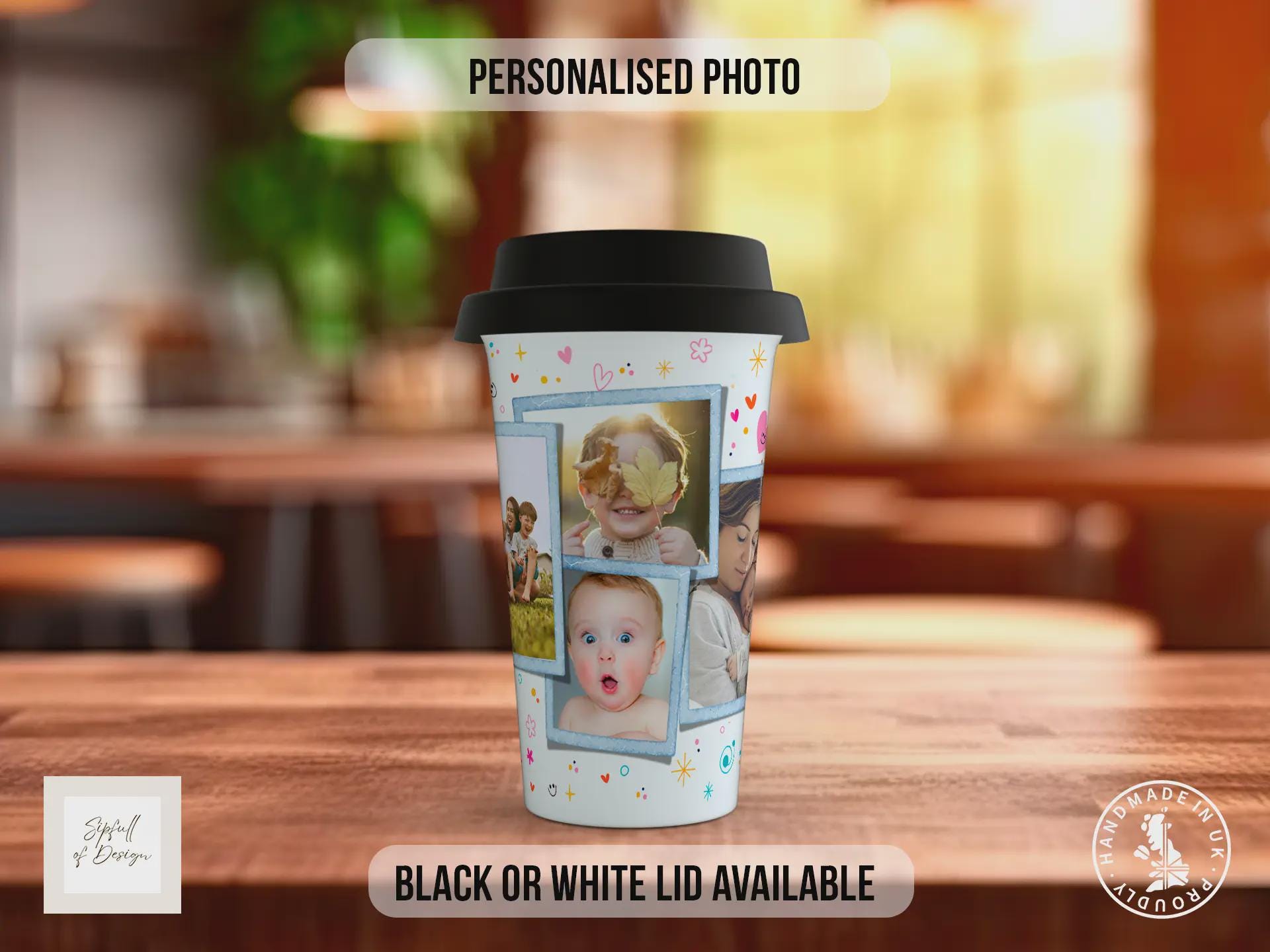 Personalised Best Grandma Ever Travel Mug – Custom Photo Coffee Cup with Black or White Lid – Mother’s Day Gift