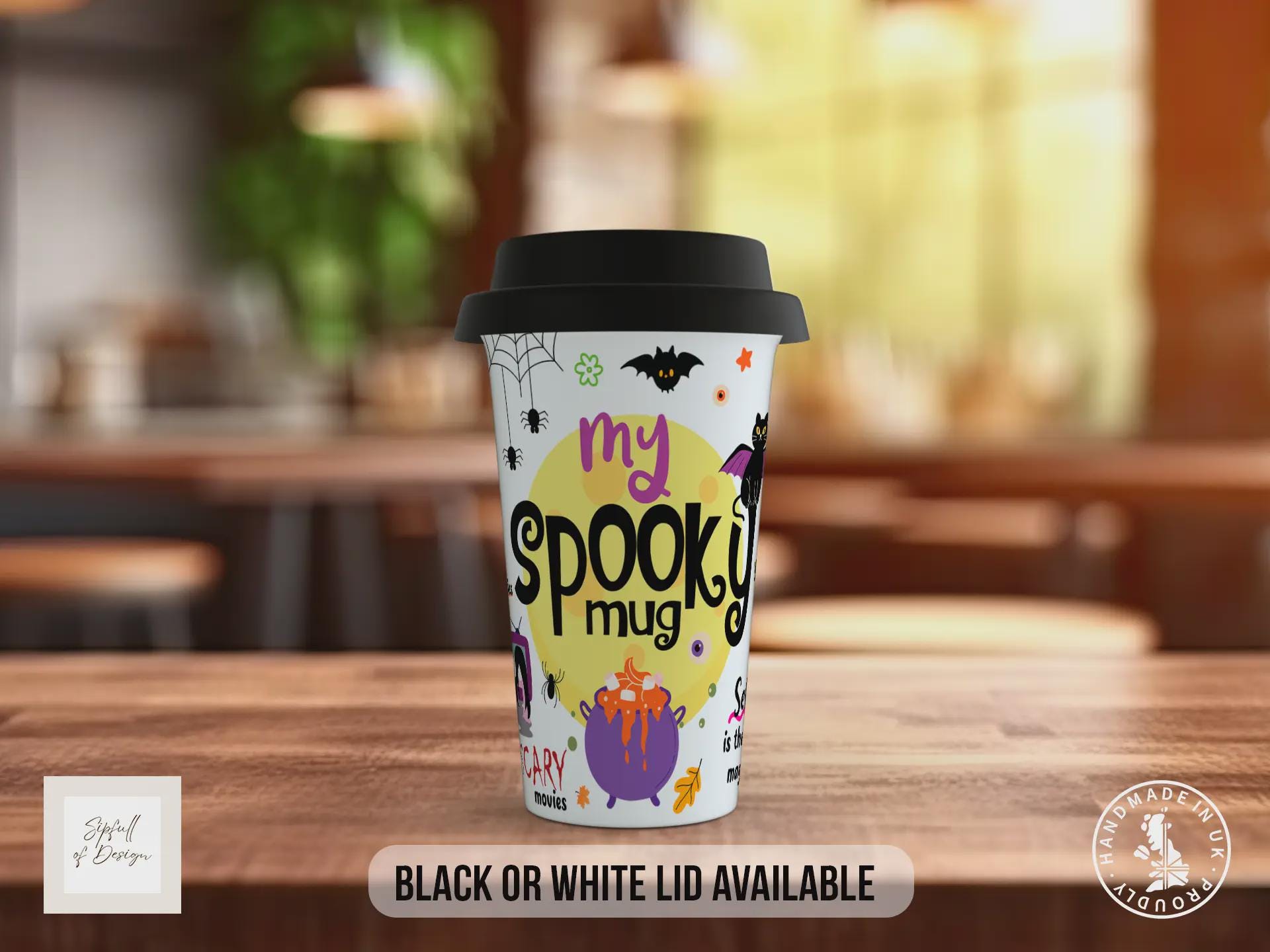 My Spooky Mug – Halloween Travel Mug with Positive Quotes – Cute Autumn Coffee Cup with Black or White Lid