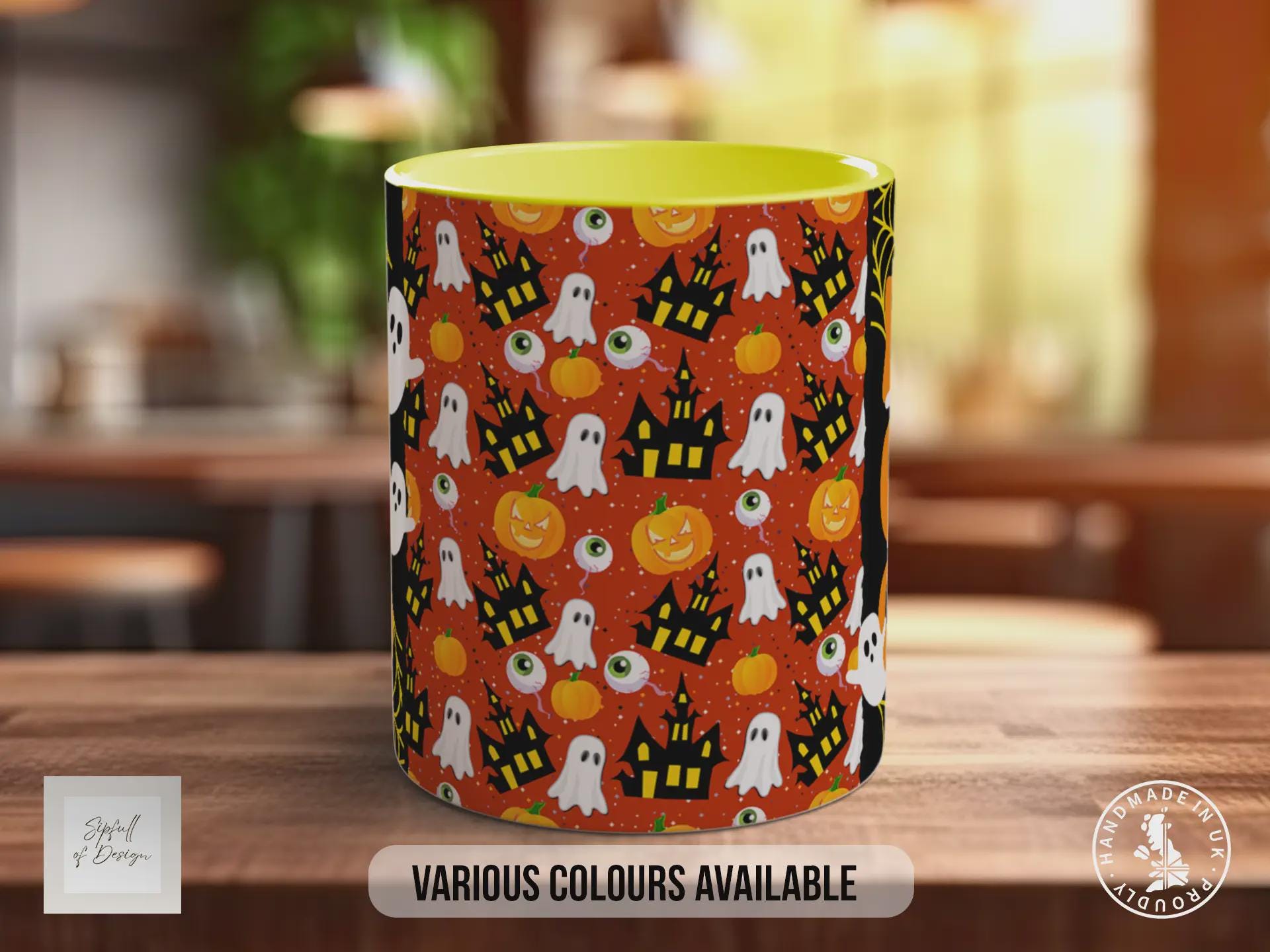BOO Halloween Mug – Spooky Ghost & Pumpkin Coffee Cup – Autumn Gift