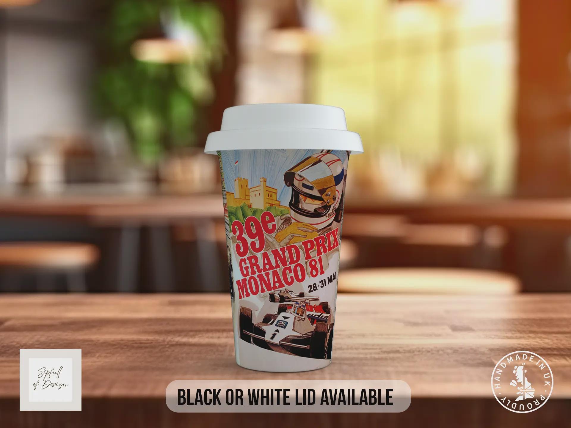 Monaco 70’s Grand Prix Travel Mug – Retro F1 Racing Insulated Cup