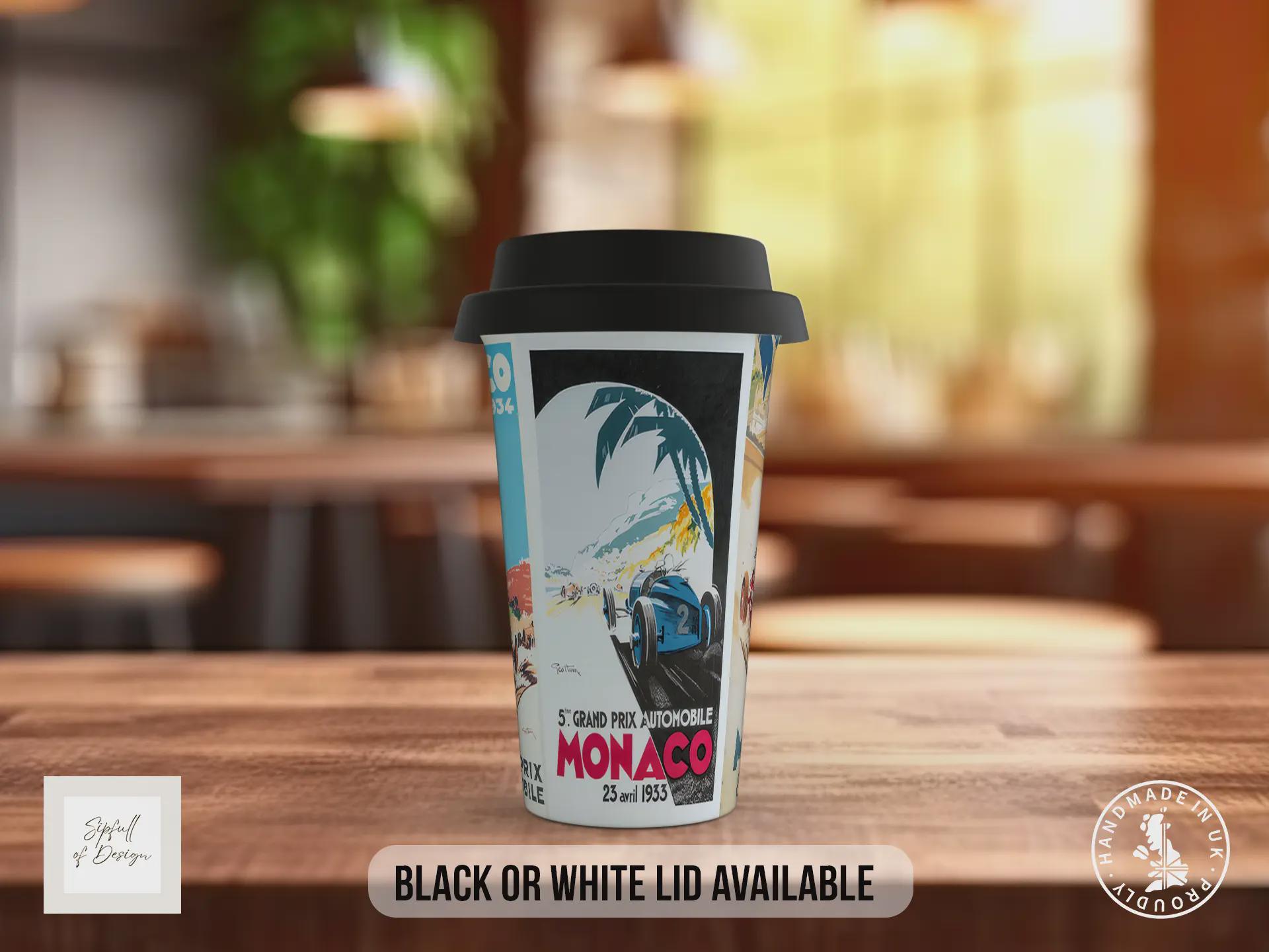 Monaco 30’s Grand Prix Travel Mug – Vintage Racing Poster Insulated Cup