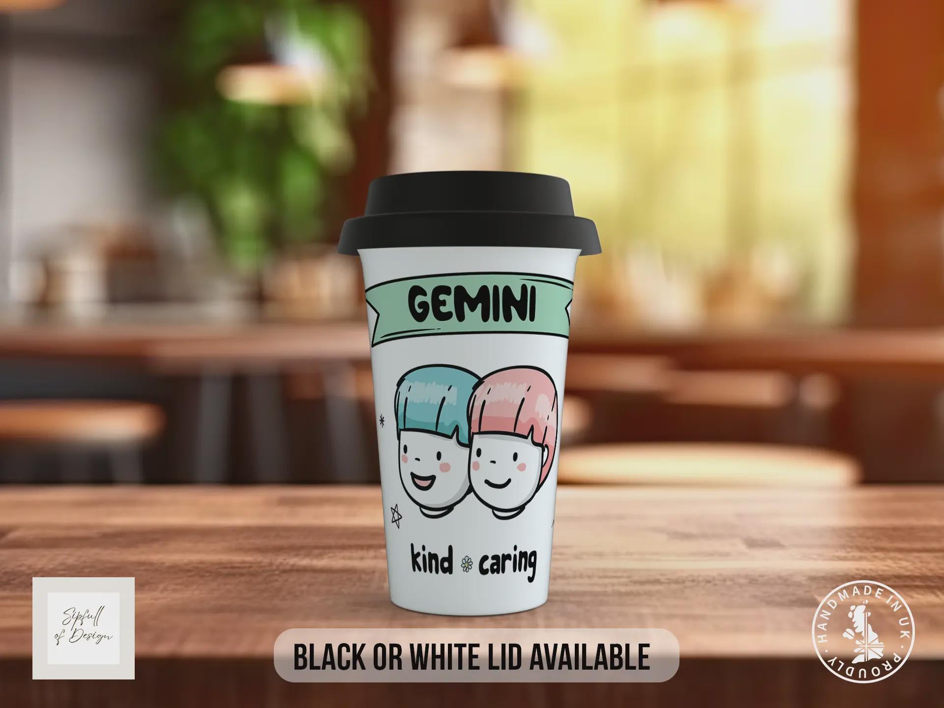 Gemini Travel Mug – Zodiac Star Sign Insulated Coffee Cup Gift