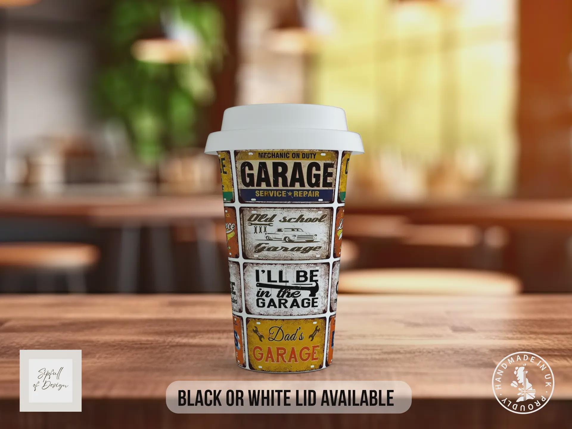 Dad’s Garage Travel Mug – Retro Motoring Workshop Insulated Cup