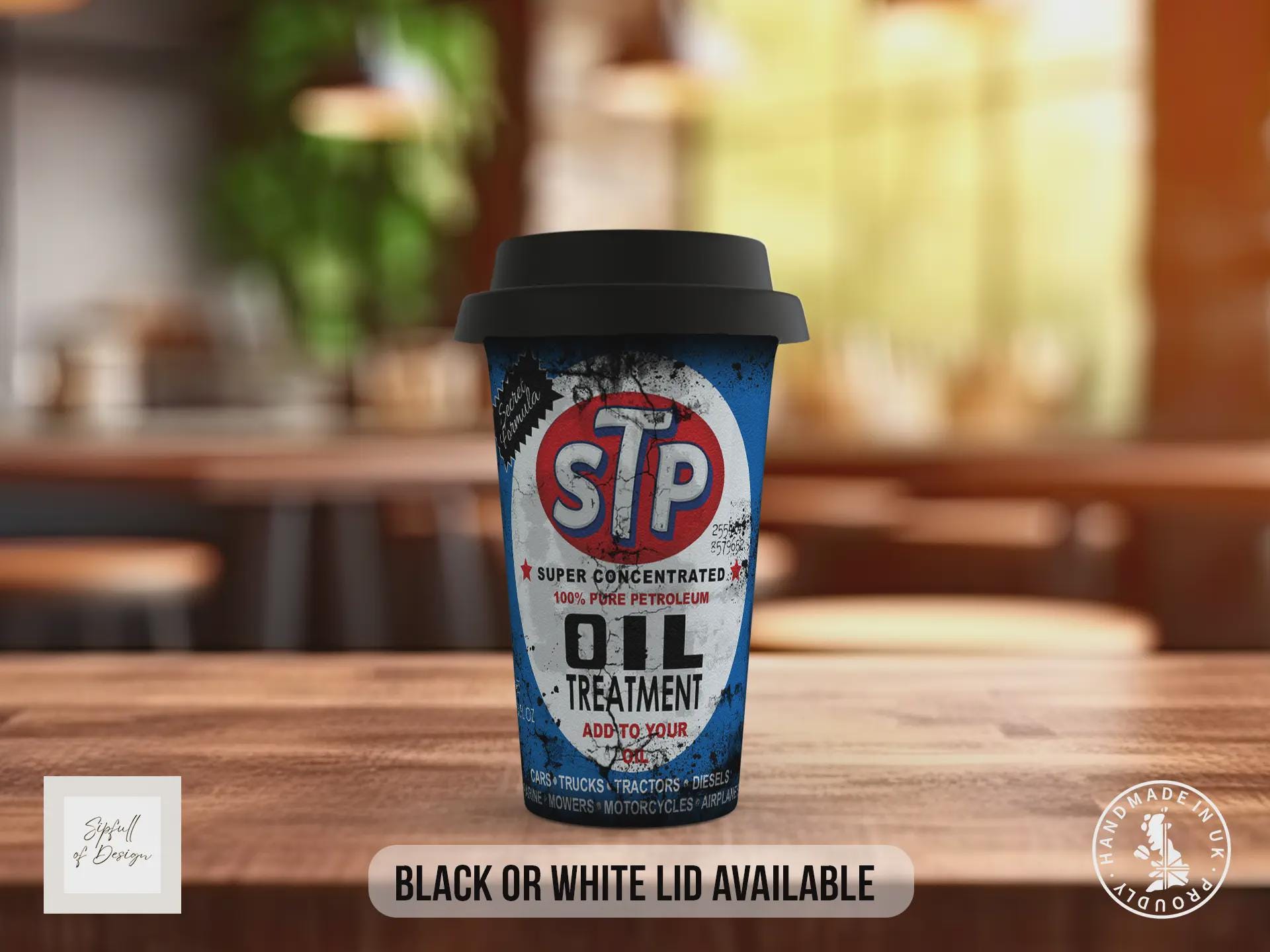 STP Oil Treatment Travel Mug – Retro Motoring Insulated Coffee Cup