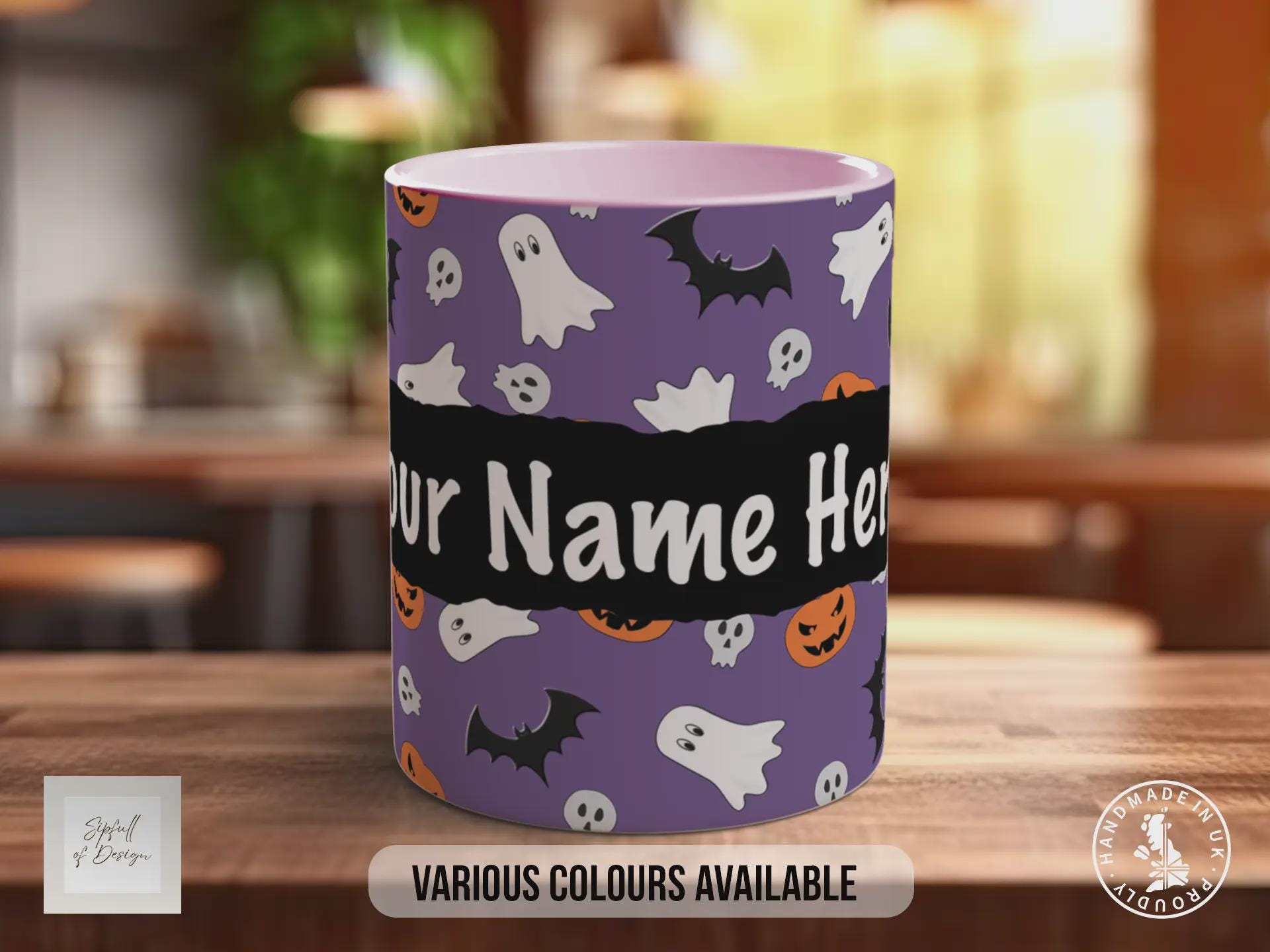 Personalised Halloween Mug – Custom Name Ghost & Pumpkin Coffee Cup