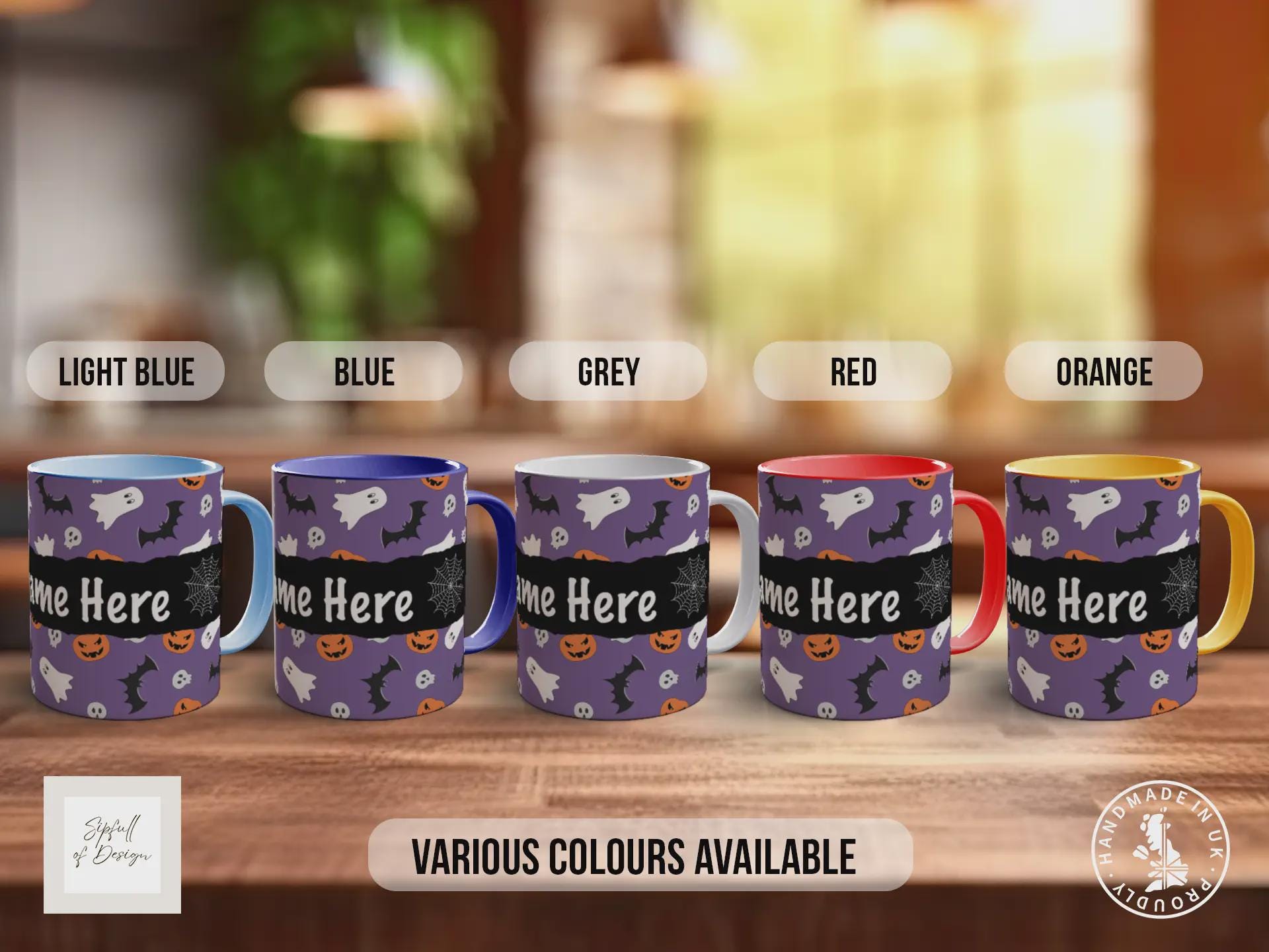 Personalised Halloween Mug – Custom Name Ghost & Pumpkin Coffee Cup