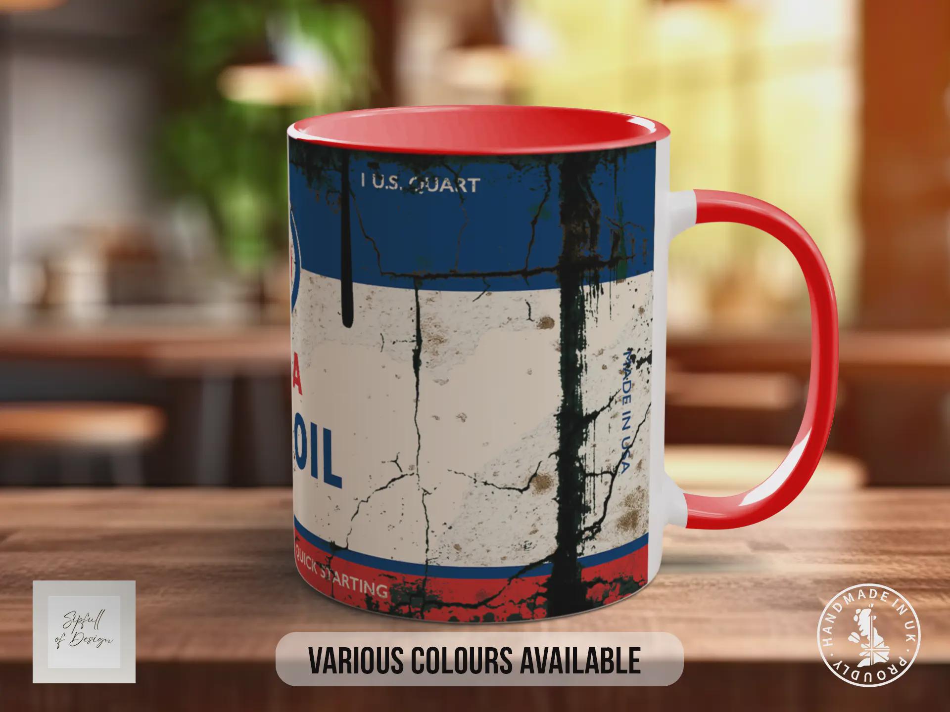 Esso Extra Motor Oil Mug – Retro Garage Gift for Car Lovers | Classic Esso Design | Handmade in Sussex UK