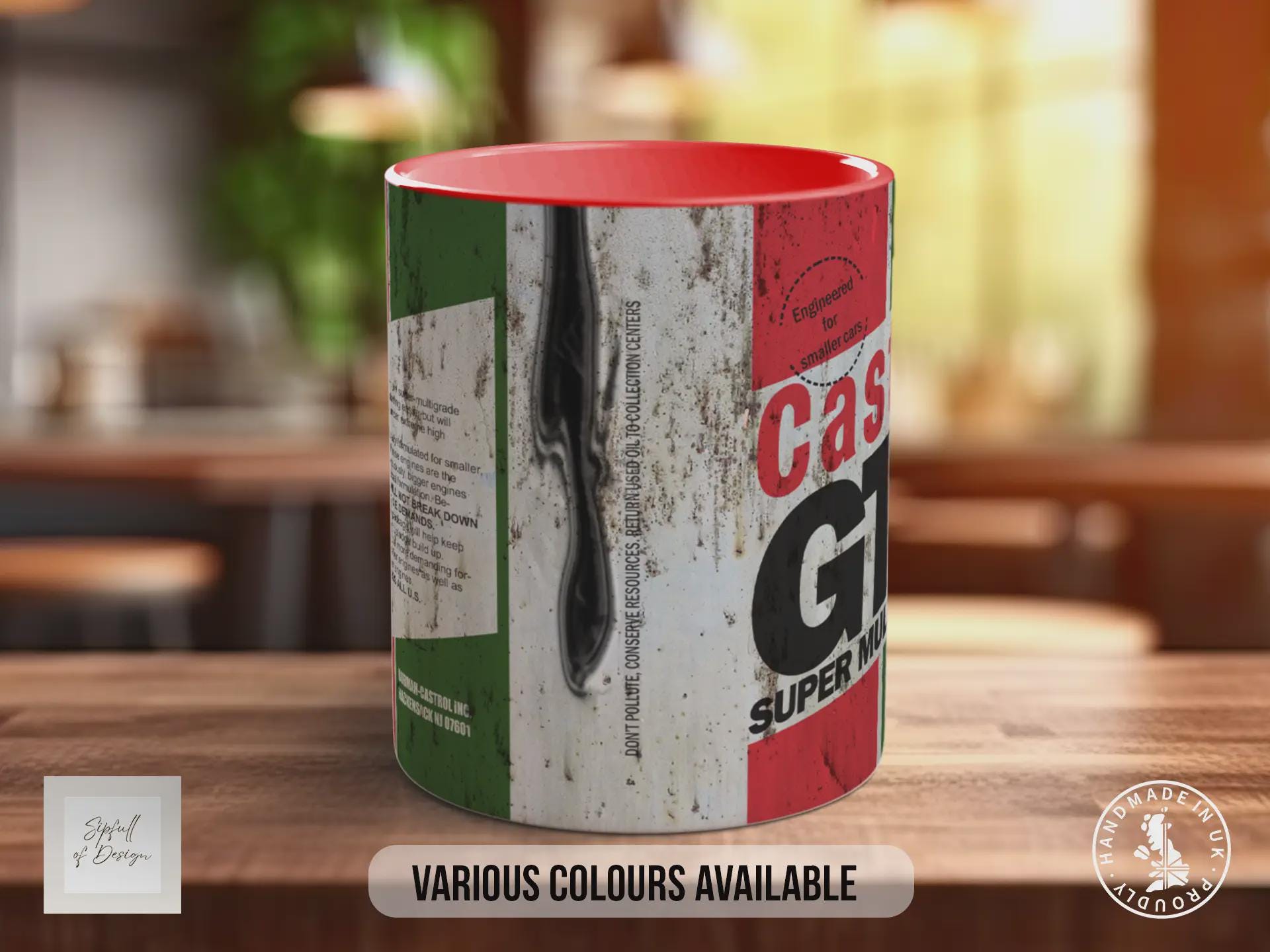Castrol GTX Mug – Retro Motor Oil Design | Vintage Garage Gift for Car Lovers | Handmade in Sussex UK