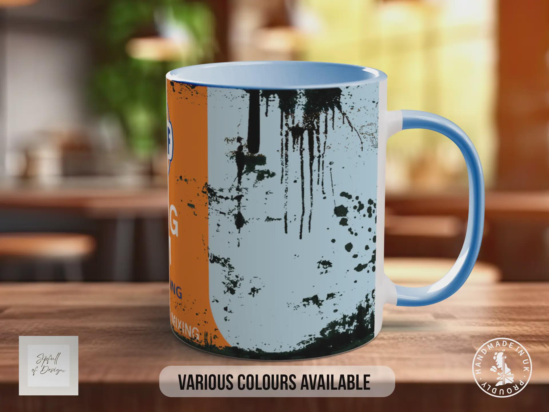 Vintage Gulf Racing Team Mug | Retro Motorsport Garage Design | Classic Racing & Petrolhead Gift | Handmade UK